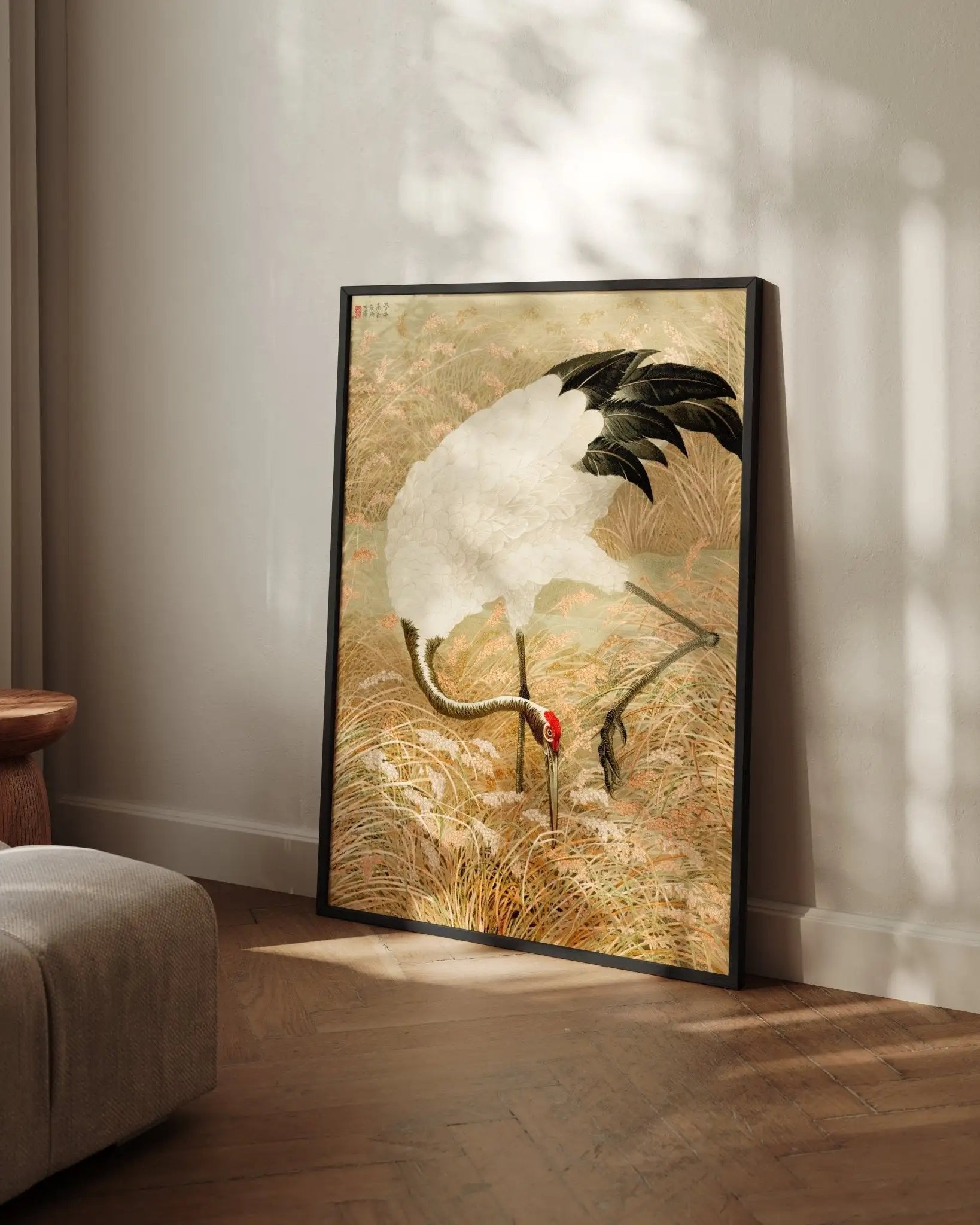 Kranich im Reisfeld - Gerahmte Eleganz - HINORI