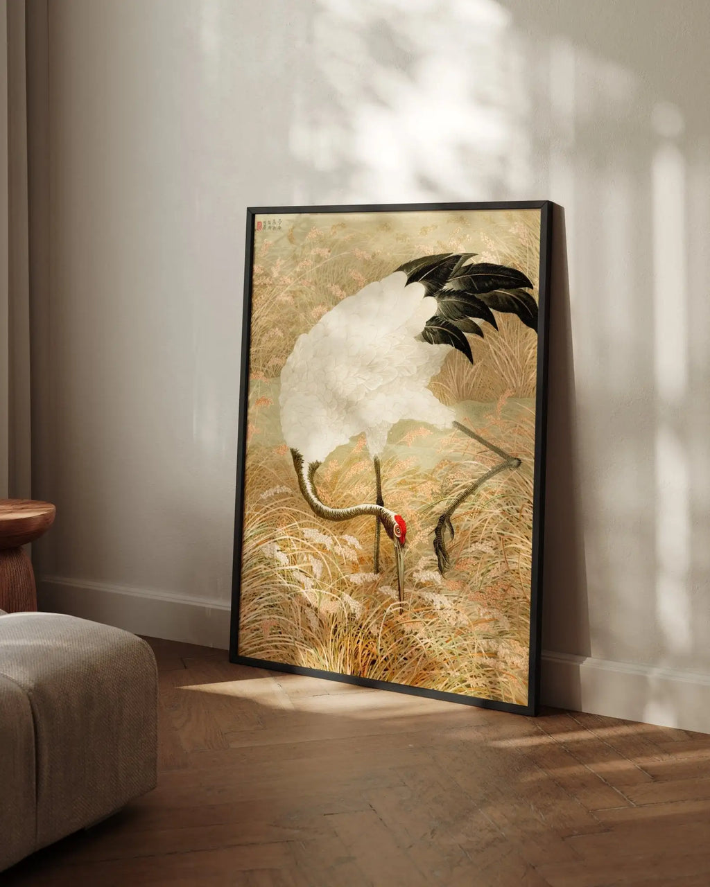 Kranich im Reisfeld - Gerahmte Eleganz - HINORI