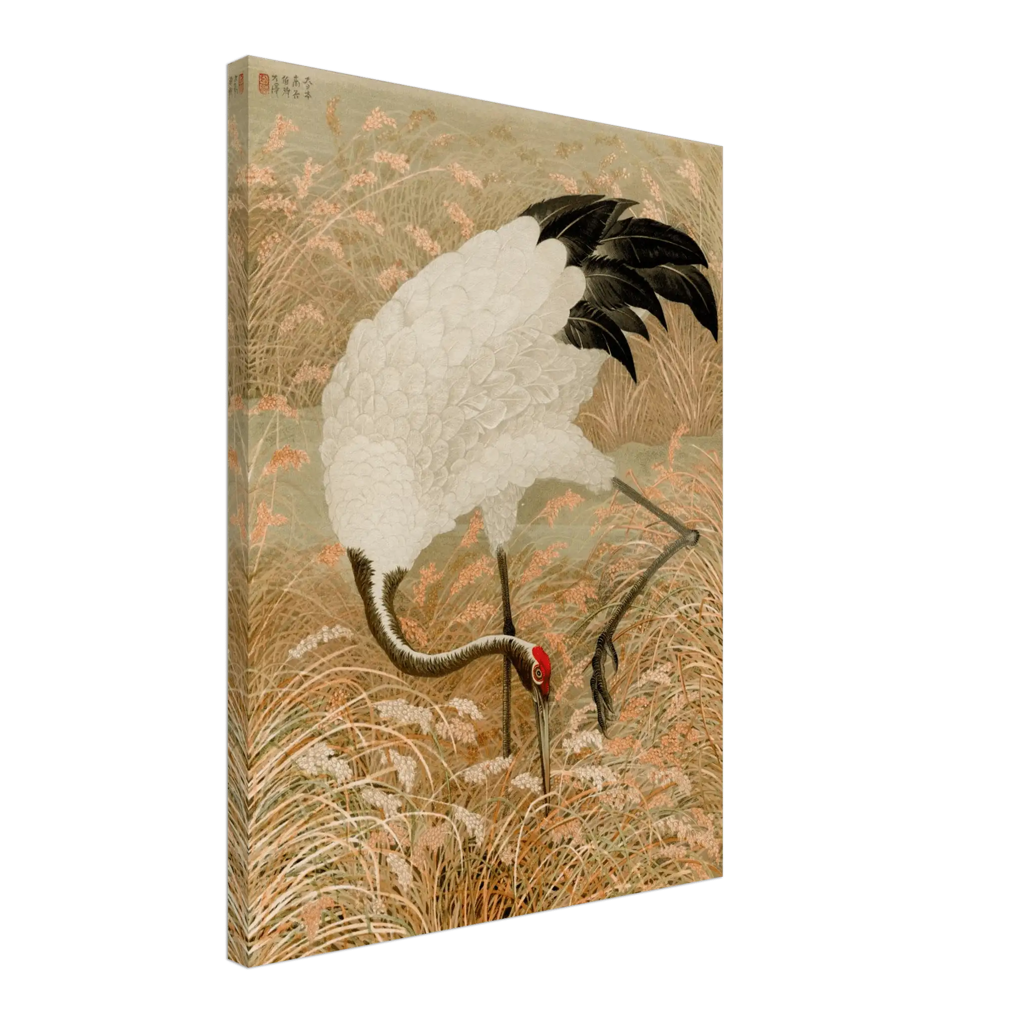 Kranich im Reisfeld - Leinwand Edition - HINORI