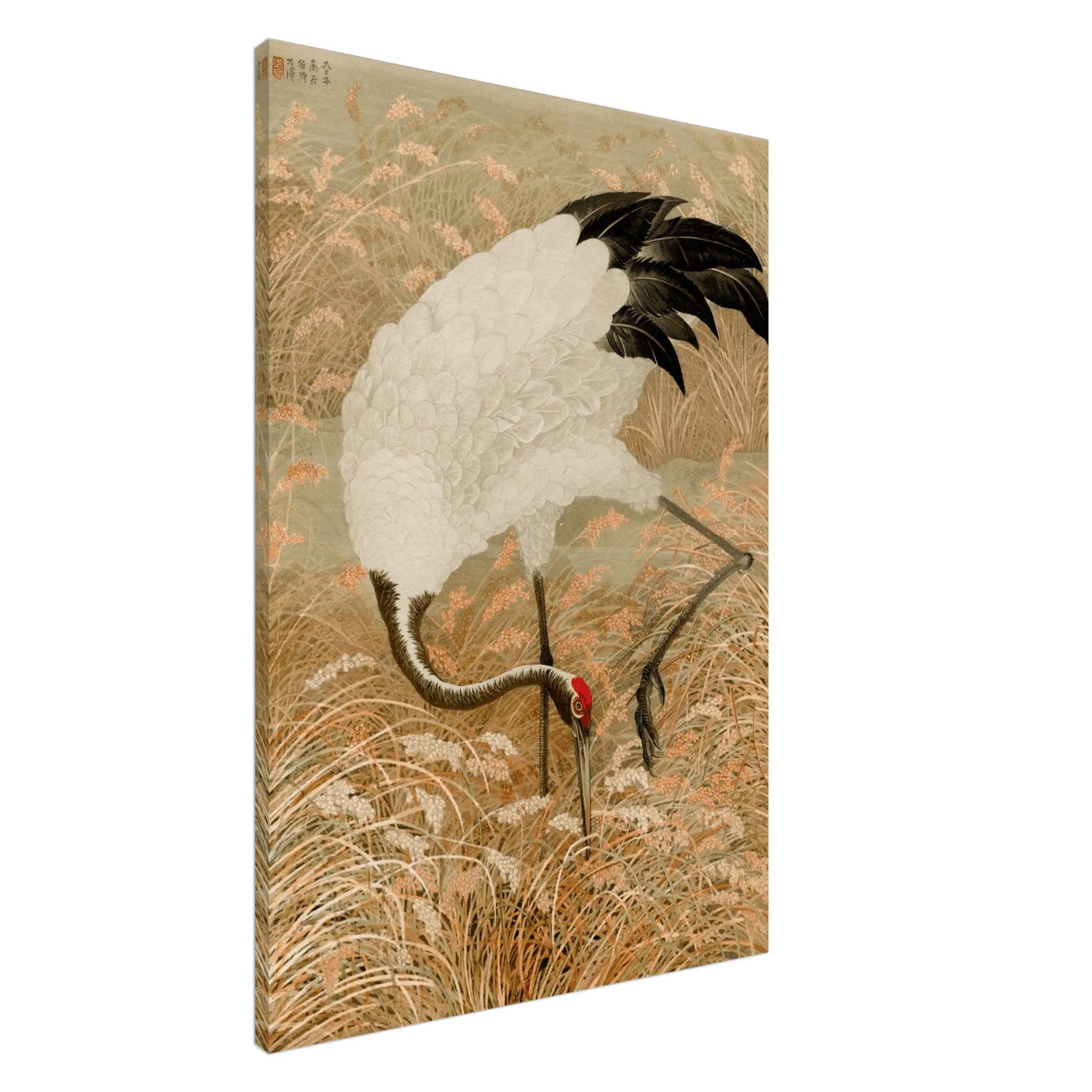 Kranich im Reisfeld - Leinwand Edition - HINORI