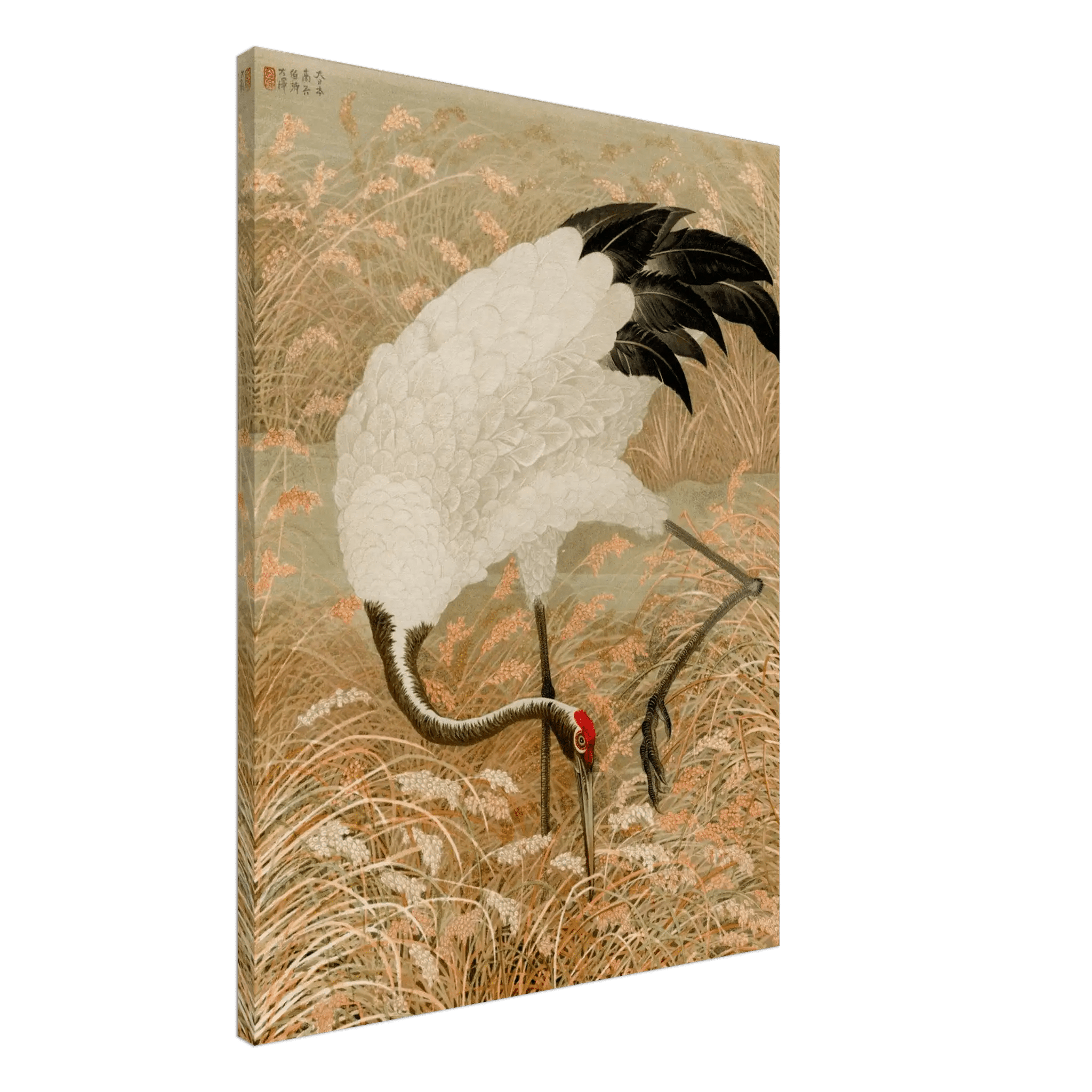 Kranich im Reisfeld - Leinwand Edition - HINORI