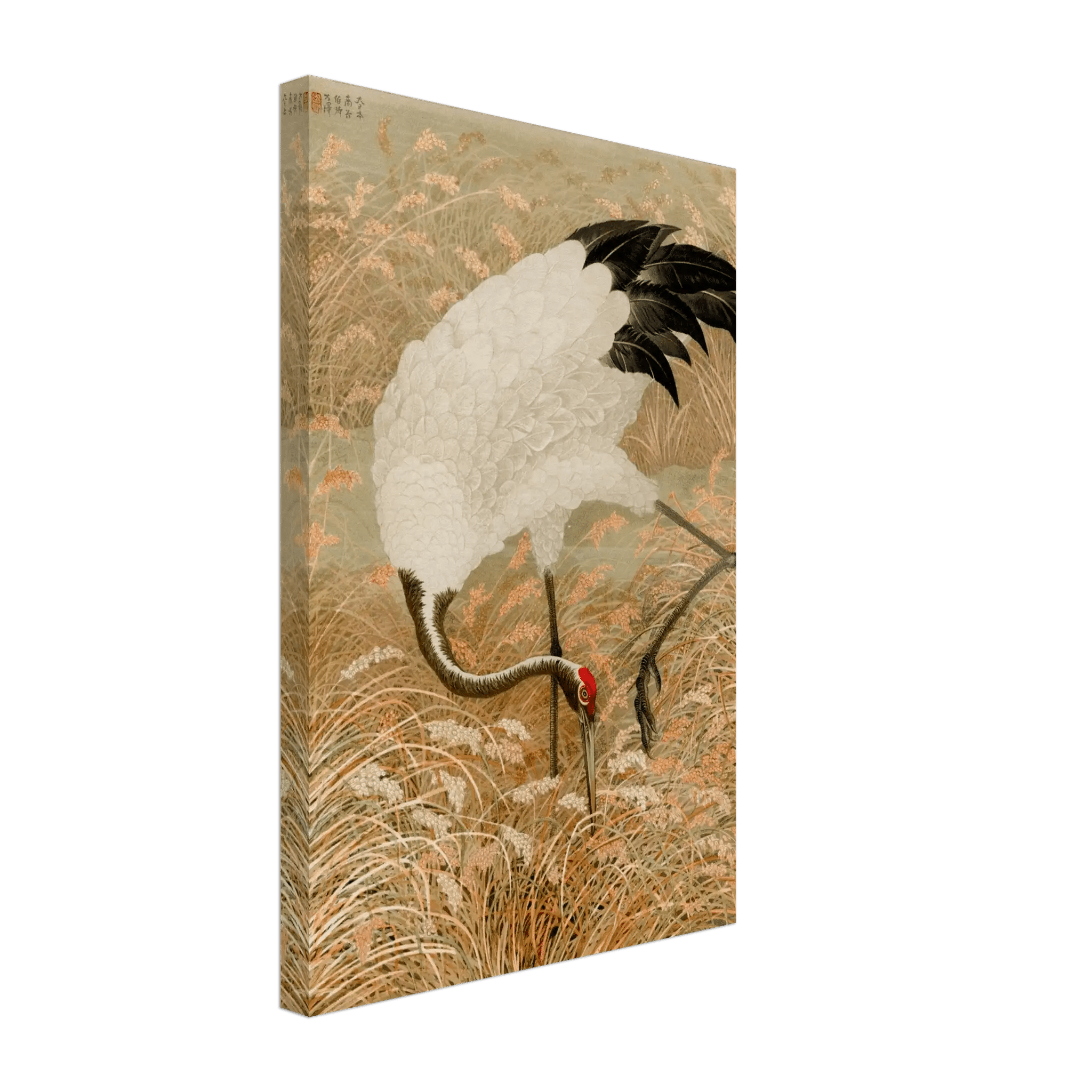 Kranich im Reisfeld - Leinwand Edition - HINORI