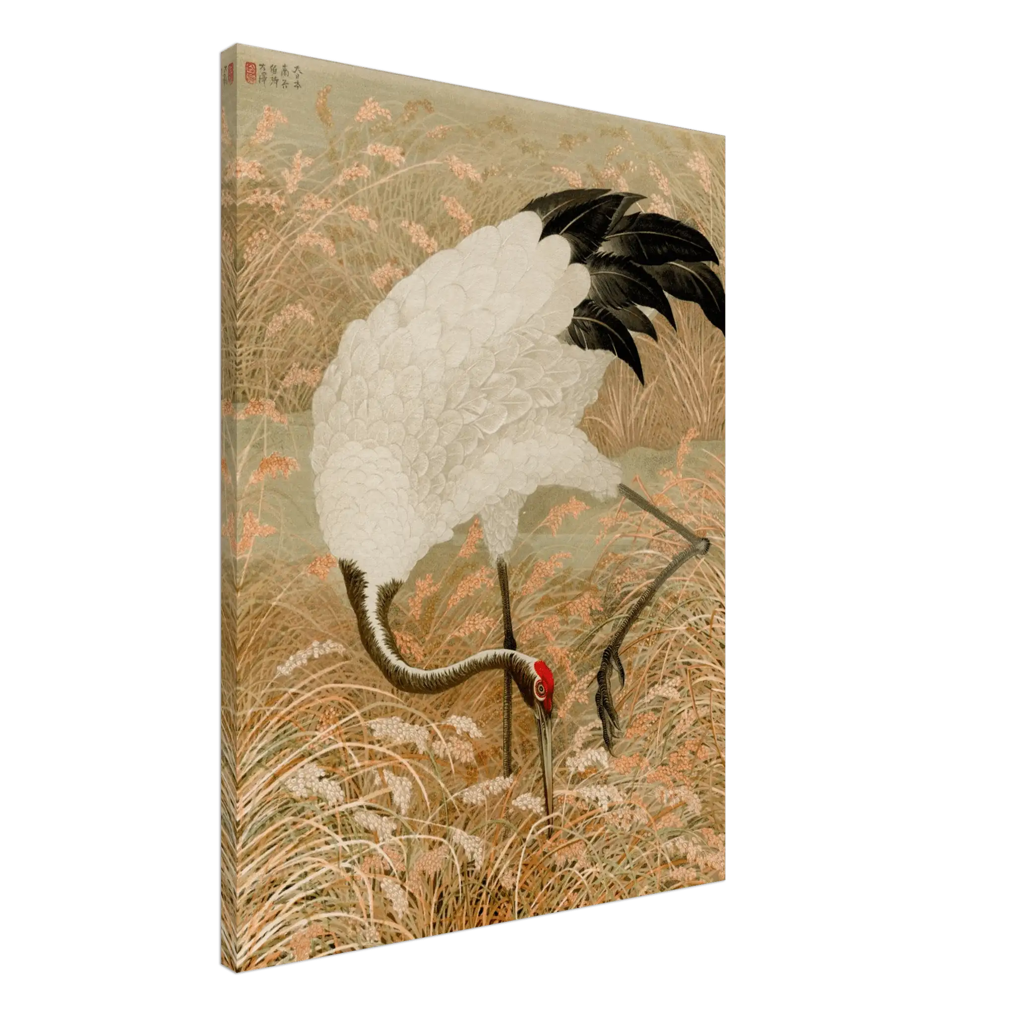Kranich im Reisfeld - Leinwand Edition - HINORI