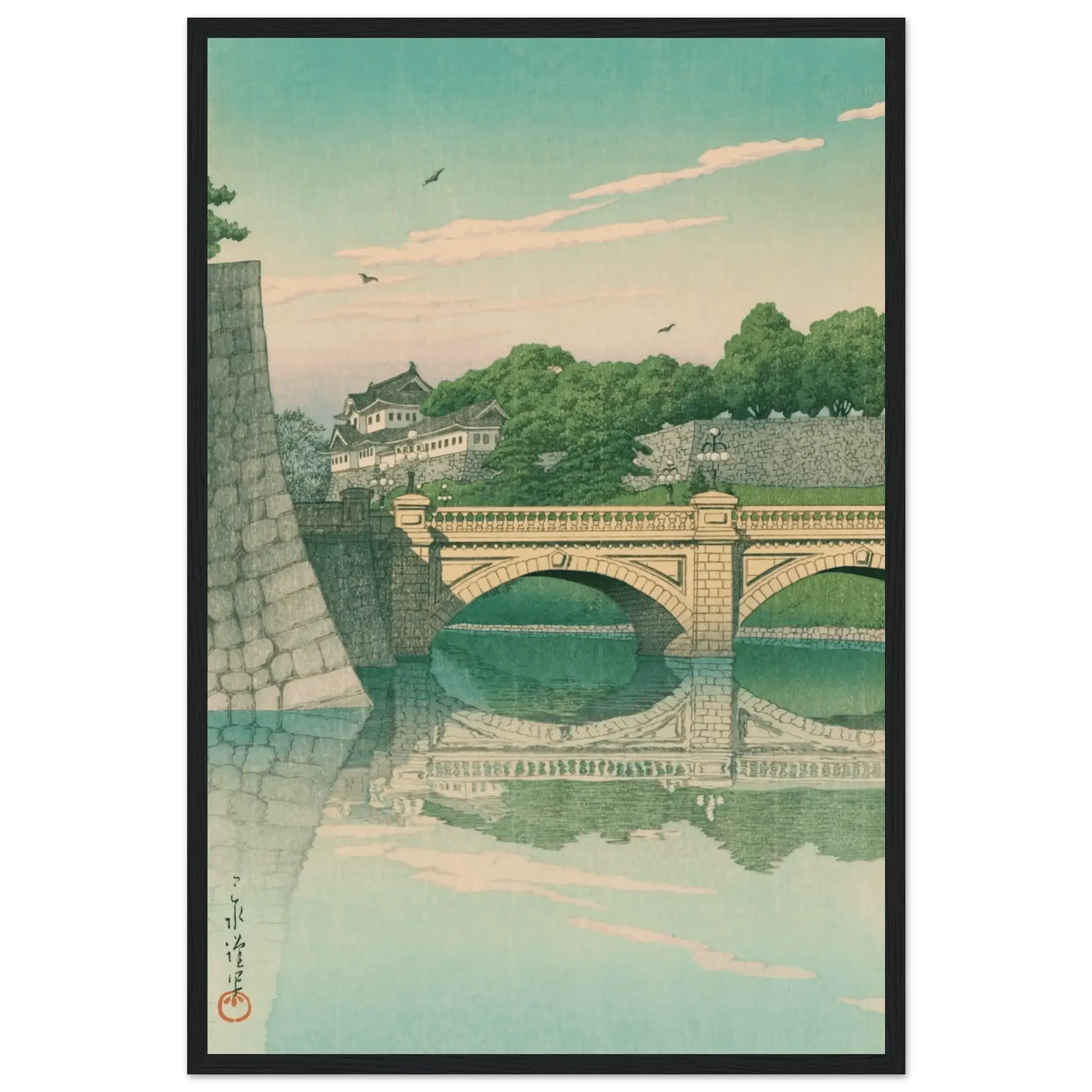 Morgen an der Nijūbashi - Brücke - Gerahmte Eleganz - HINORI