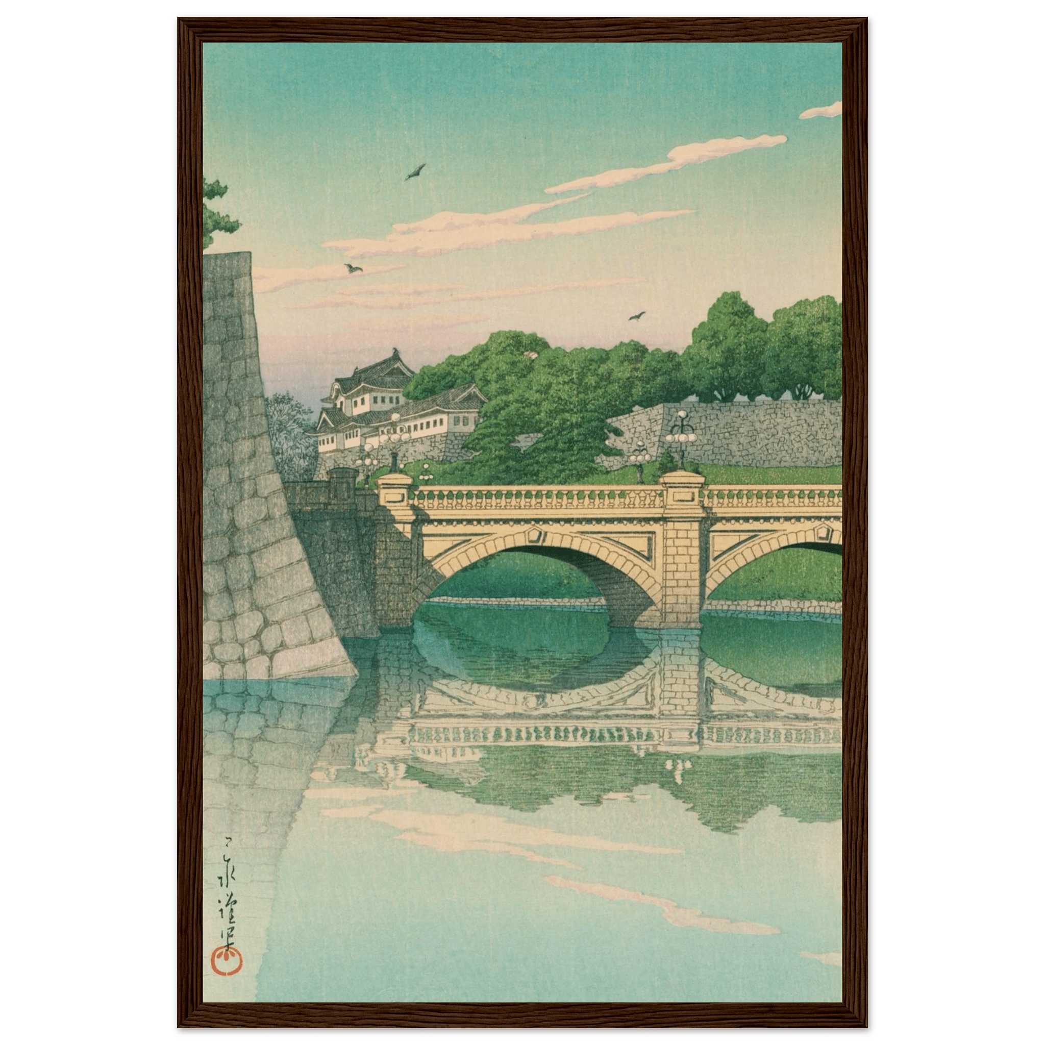 Morgen an der Nijūbashi - Brücke - Gerahmte Eleganz - HINORI
