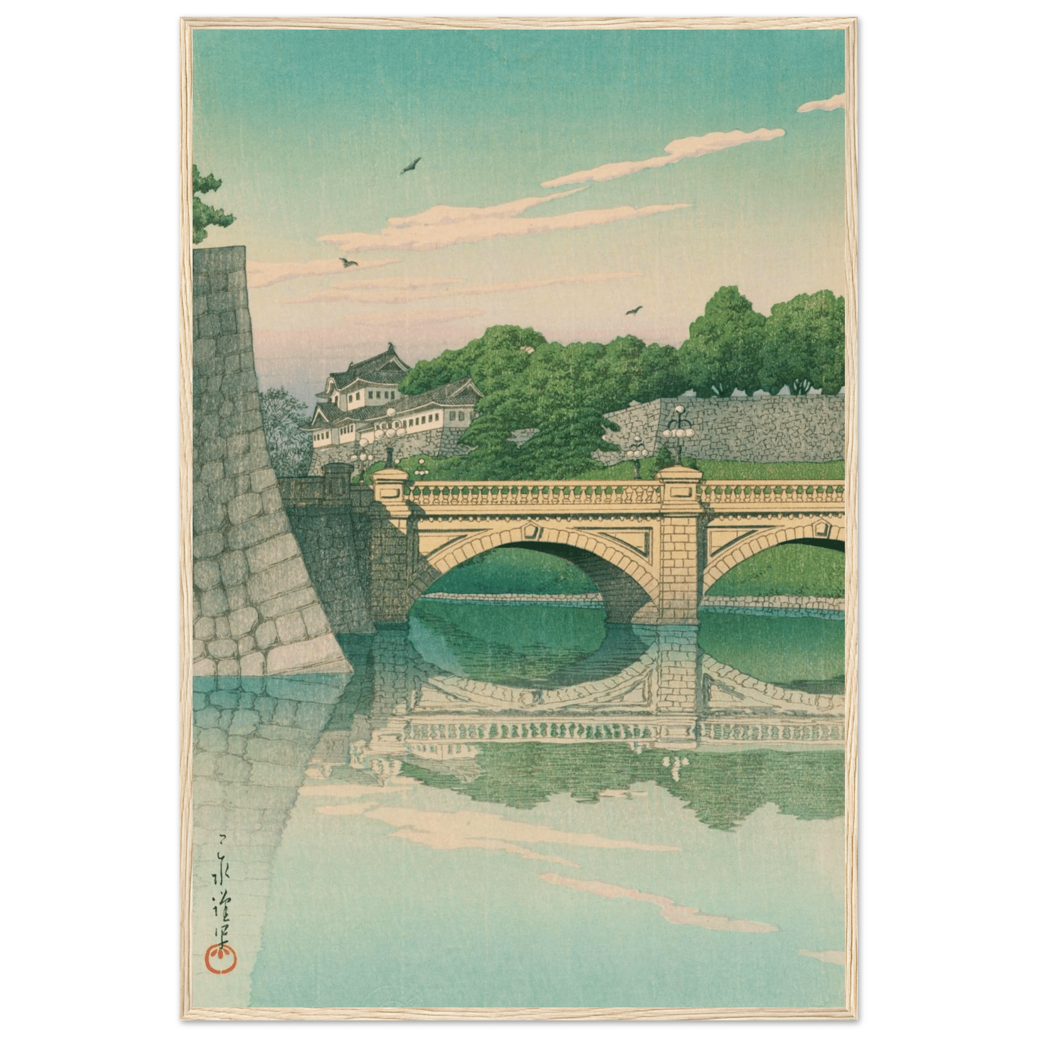 Morgen an der Nijūbashi - Brücke - Gerahmte Eleganz - HINORI