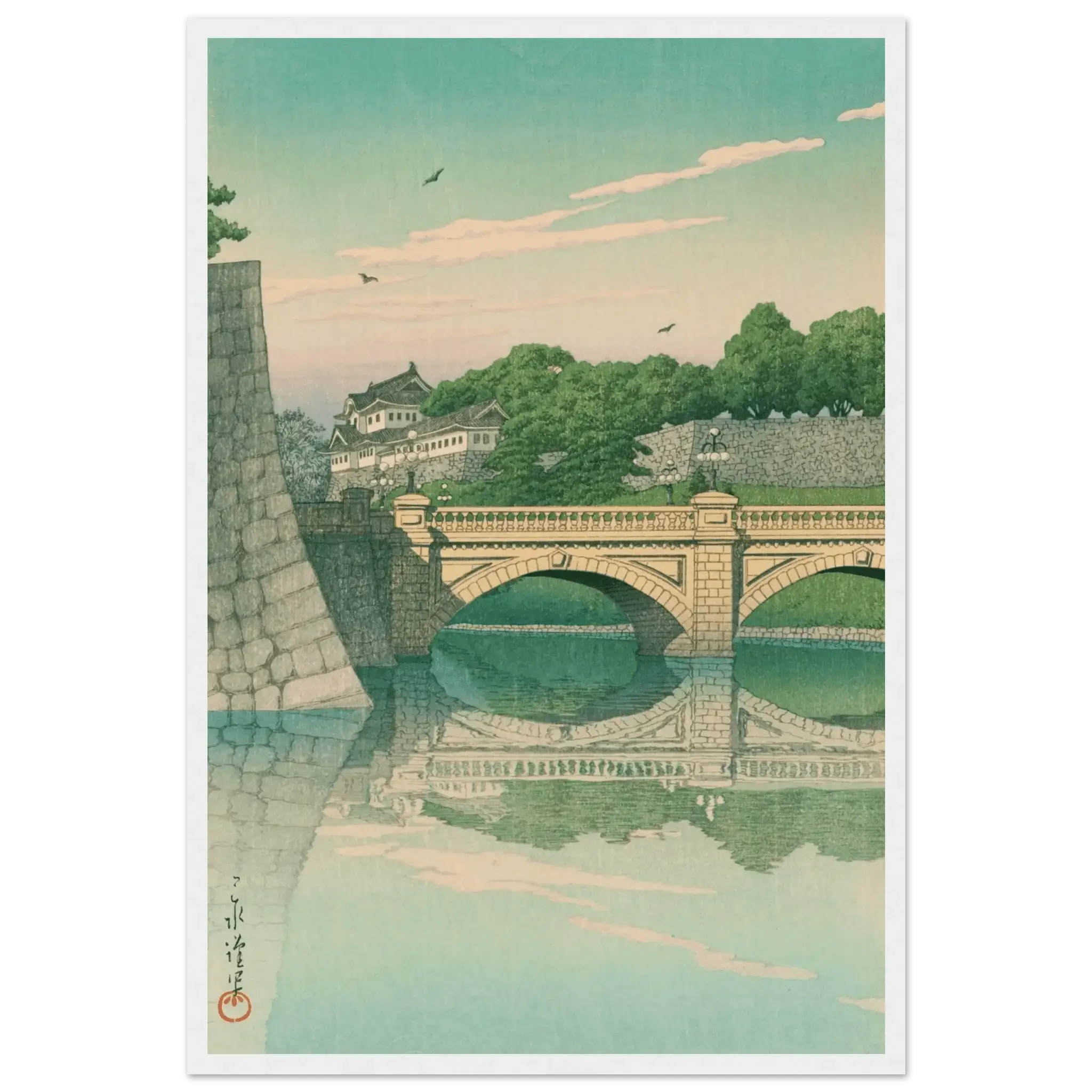 Morgen an der Nijūbashi - Brücke - Gerahmte Eleganz - HINORI