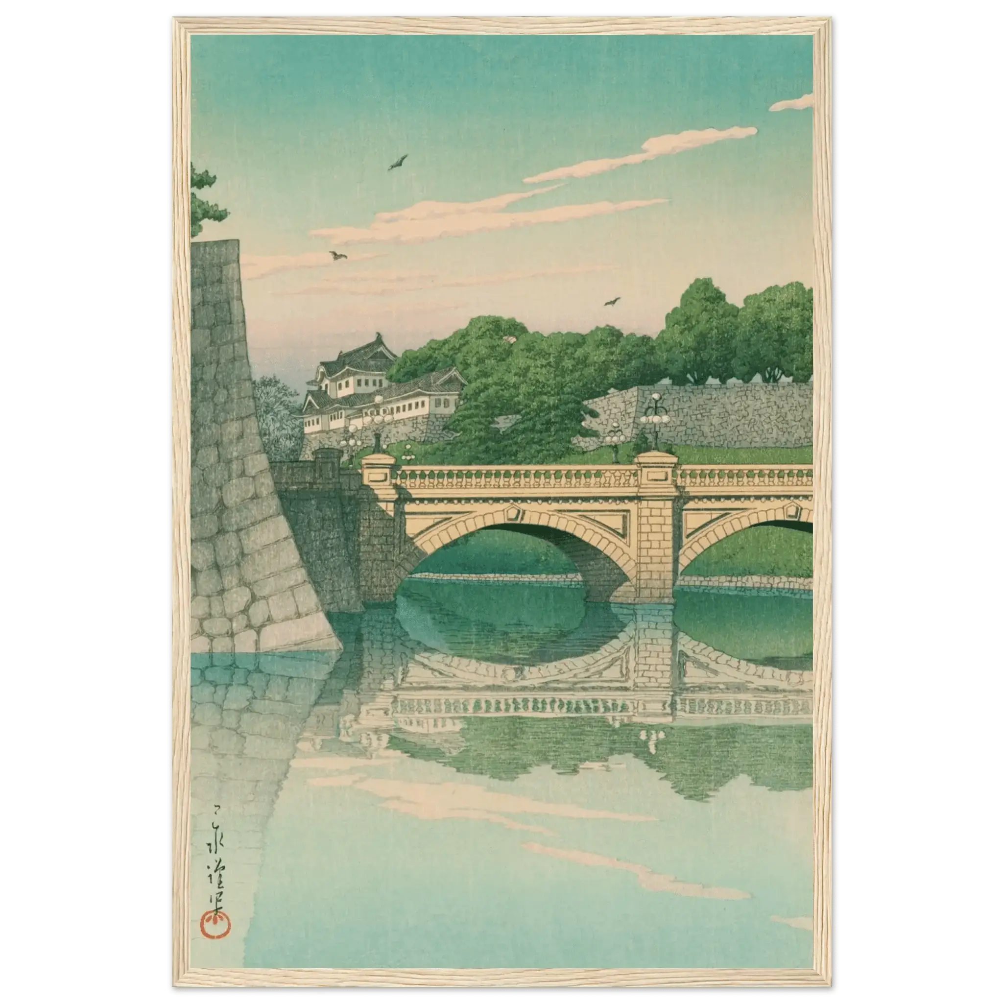 Morgen an der Nijūbashi - Brücke - Gerahmte Eleganz - HINORI