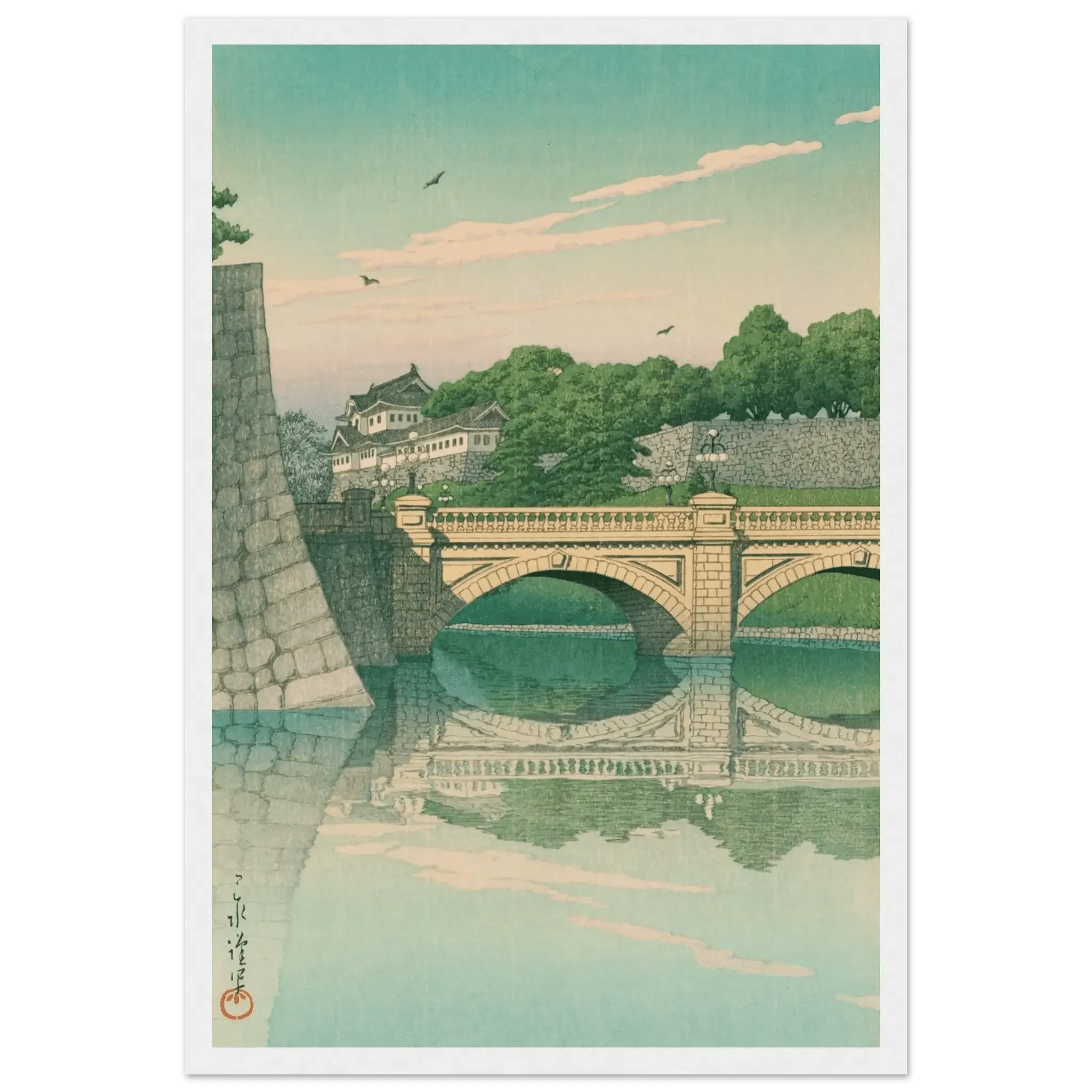 Morgen an der Nijūbashi - Brücke - Gerahmte Eleganz - HINORI