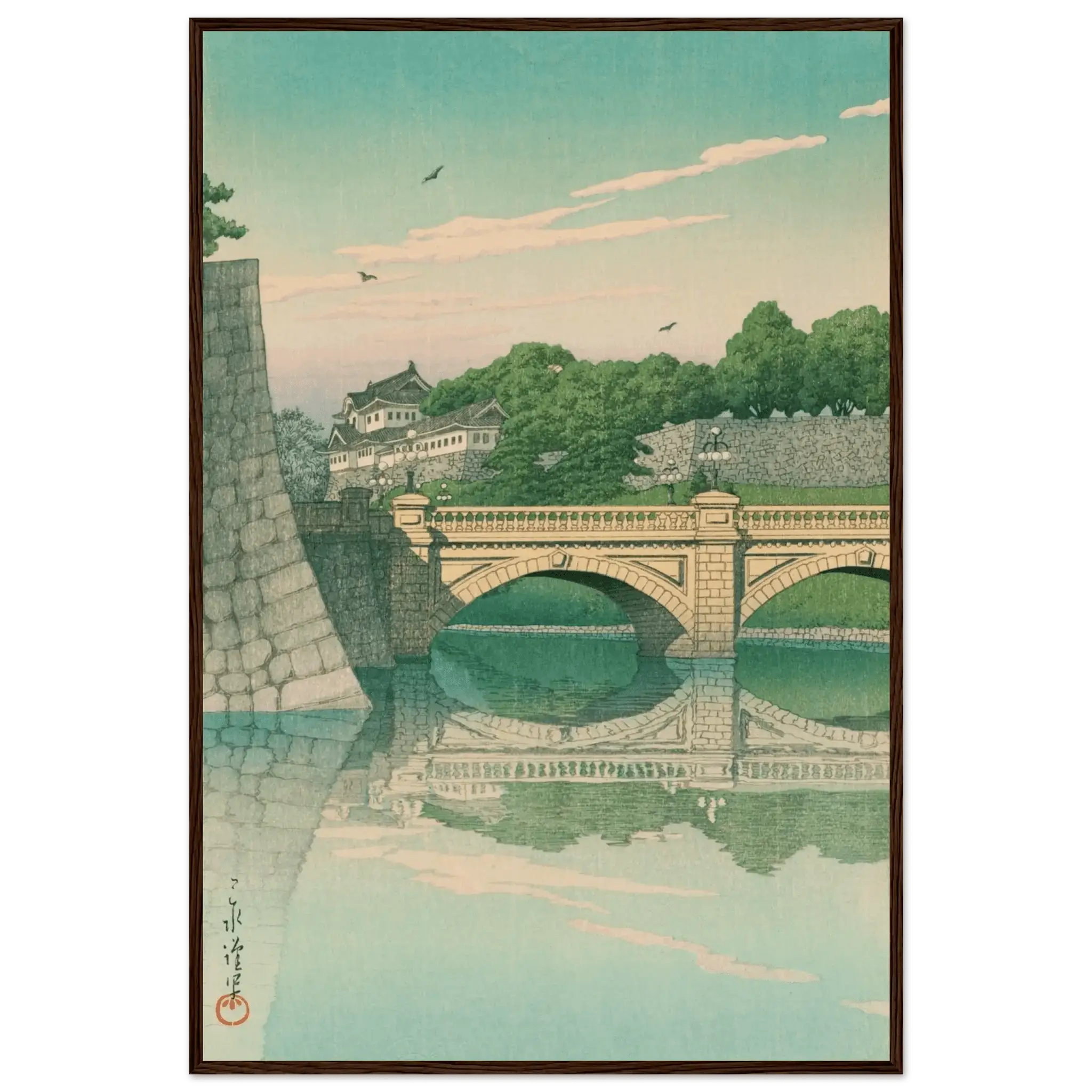 Morgen an der Nijūbashi - Brücke - Gerahmte Eleganz - HINORI
