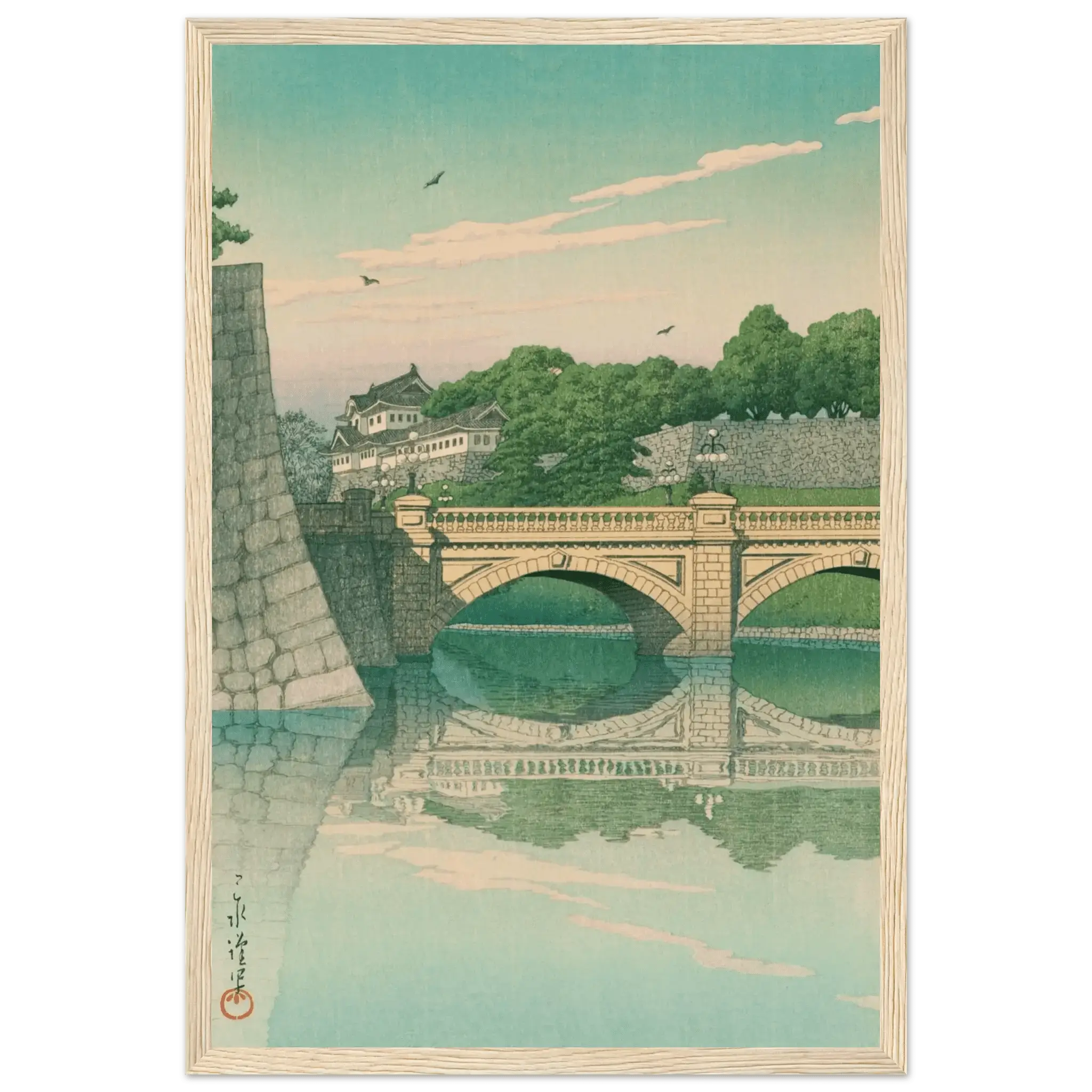 Morgen an der Nijūbashi - Brücke - Gerahmte Eleganz - HINORI