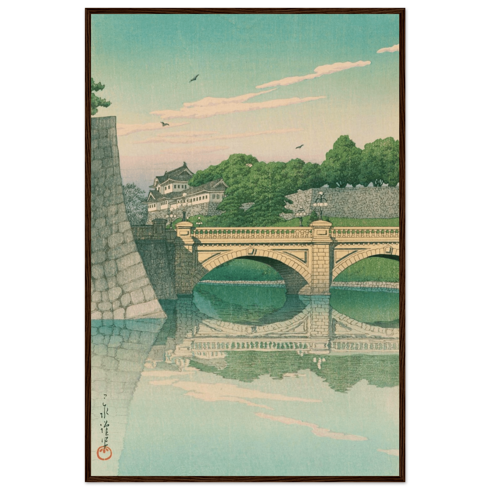 Morgen an der Nijūbashi - Brücke - Gerahmte Eleganz - HINORI
