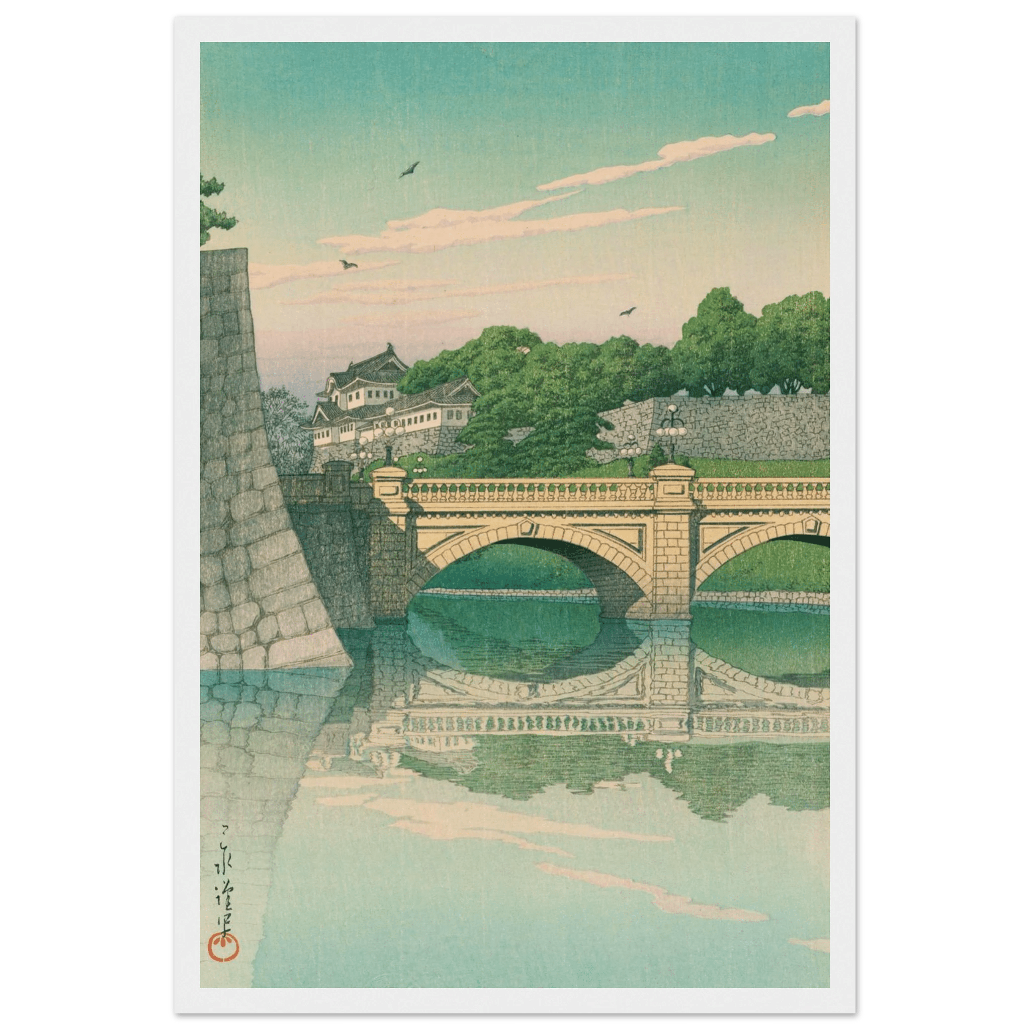 Morgen an der Nijūbashi - Brücke - Gerahmte Eleganz - HINORI
