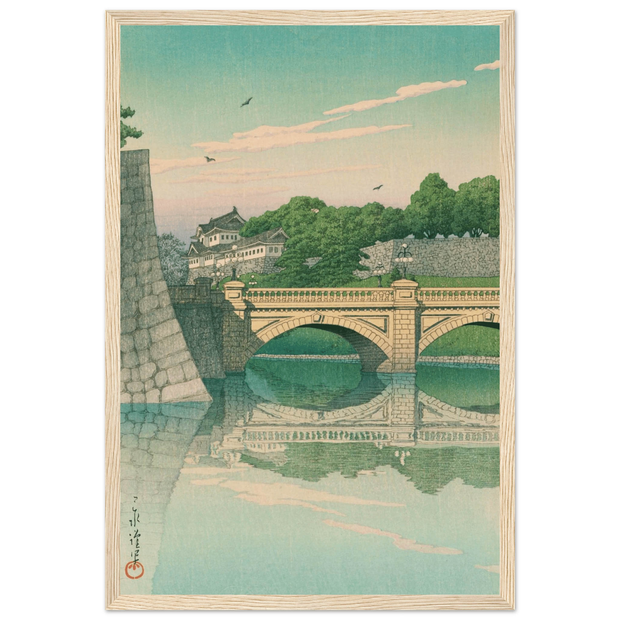 Morgen an der Nijūbashi - Brücke - Gerahmte Eleganz - HINORI