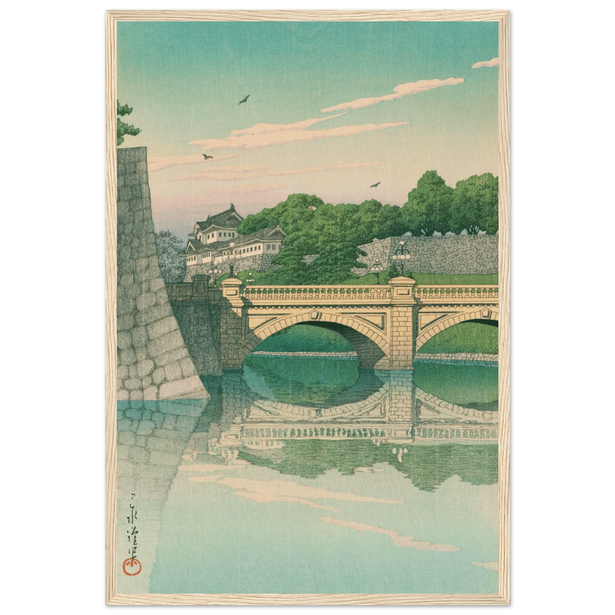 Morgen an der Nijūbashi - Brücke - Gerahmte Eleganz - HINORI