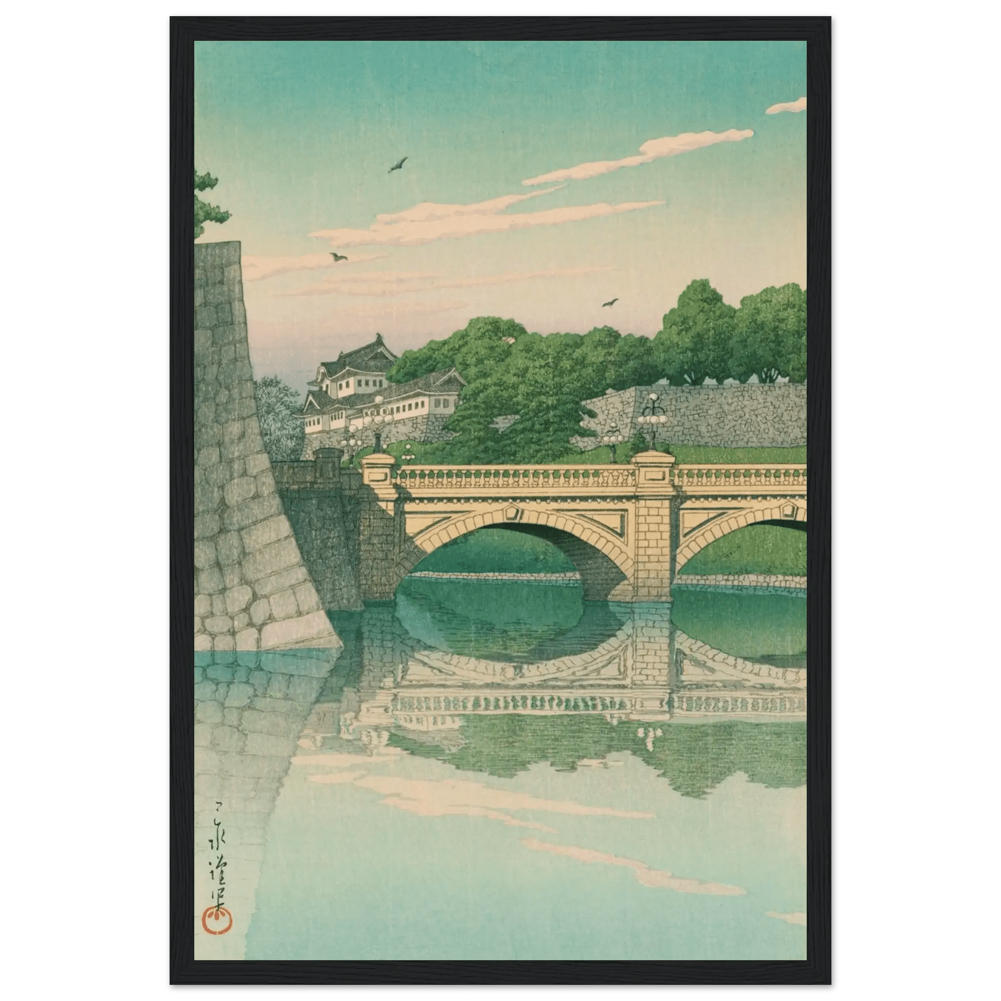 Morgen an der Nijūbashi - Brücke - Gerahmte Eleganz - HINORI