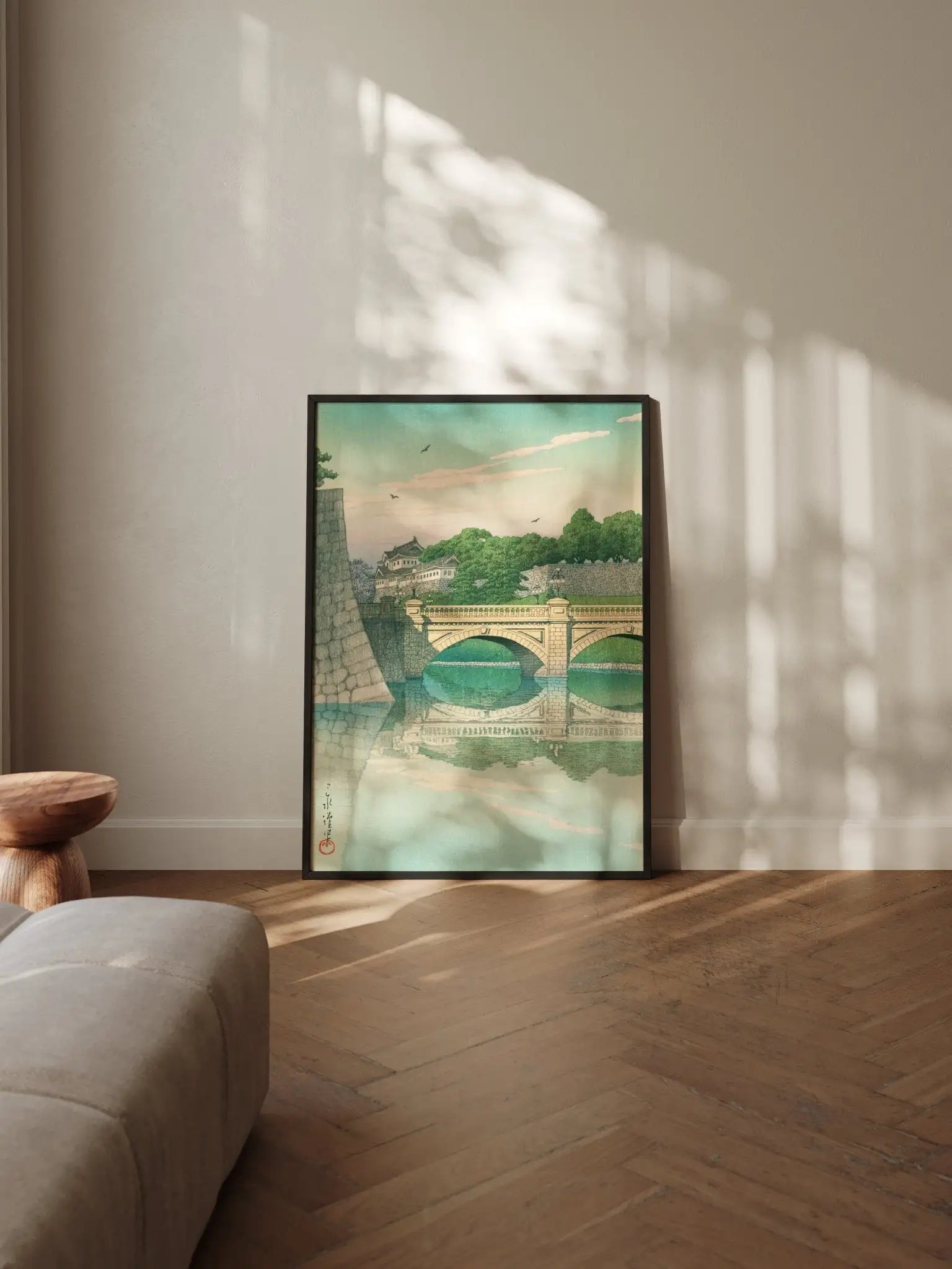 Morgen an der Nijūbashi - Brücke - Gerahmte Eleganz - HINORI