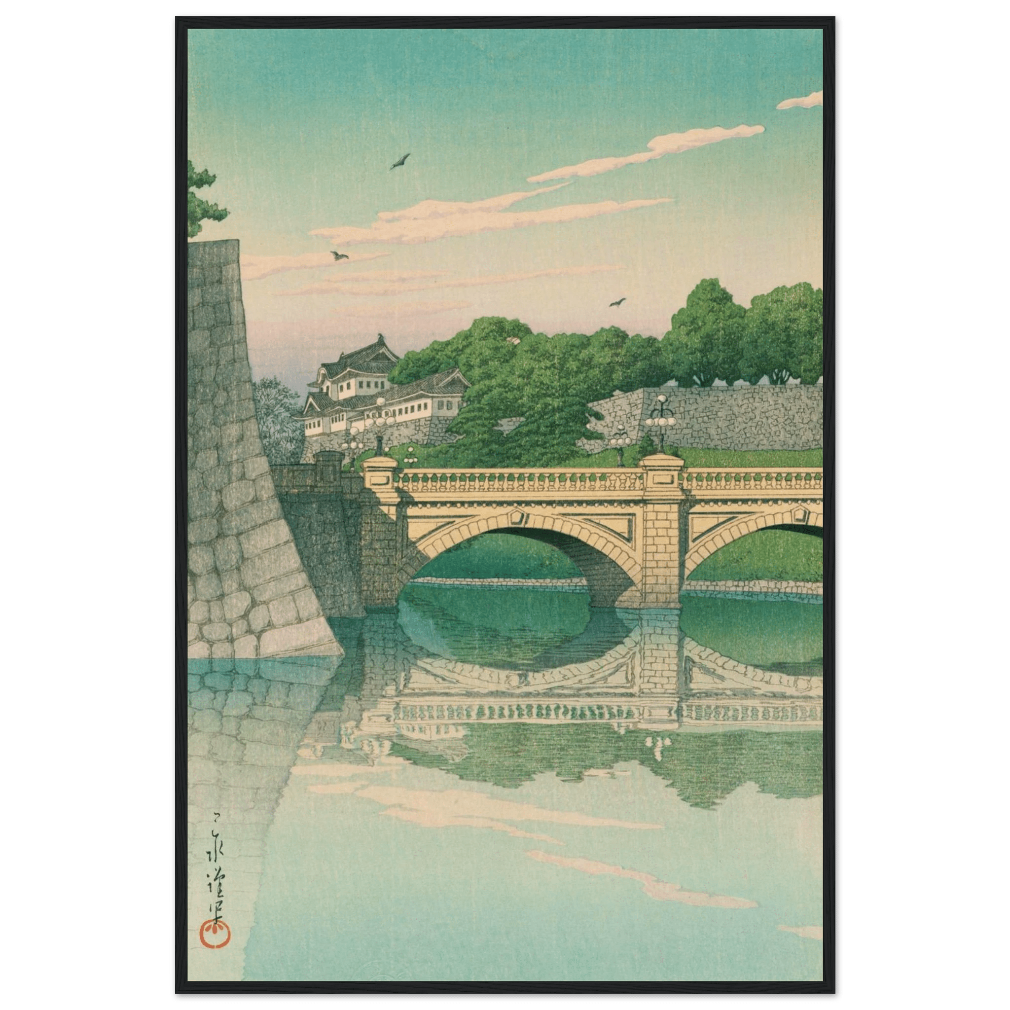 Morgen an der Nijūbashi - Brücke - Gerahmte Eleganz - HINORI