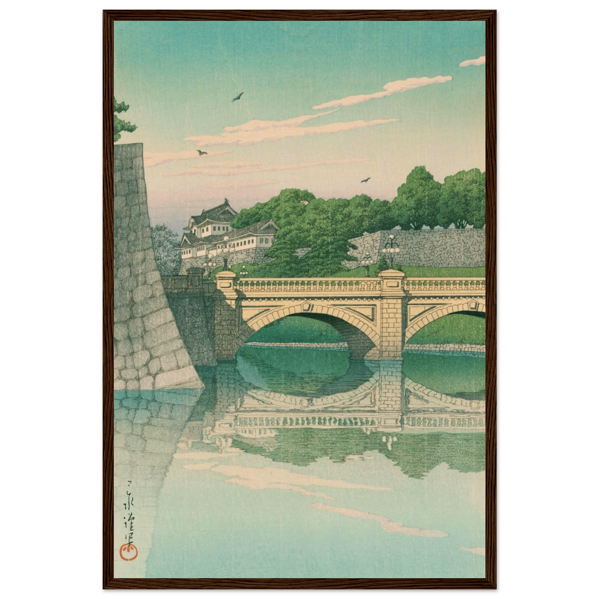 Morgen an der Nijūbashi - Brücke - Gerahmte Eleganz - HINORI