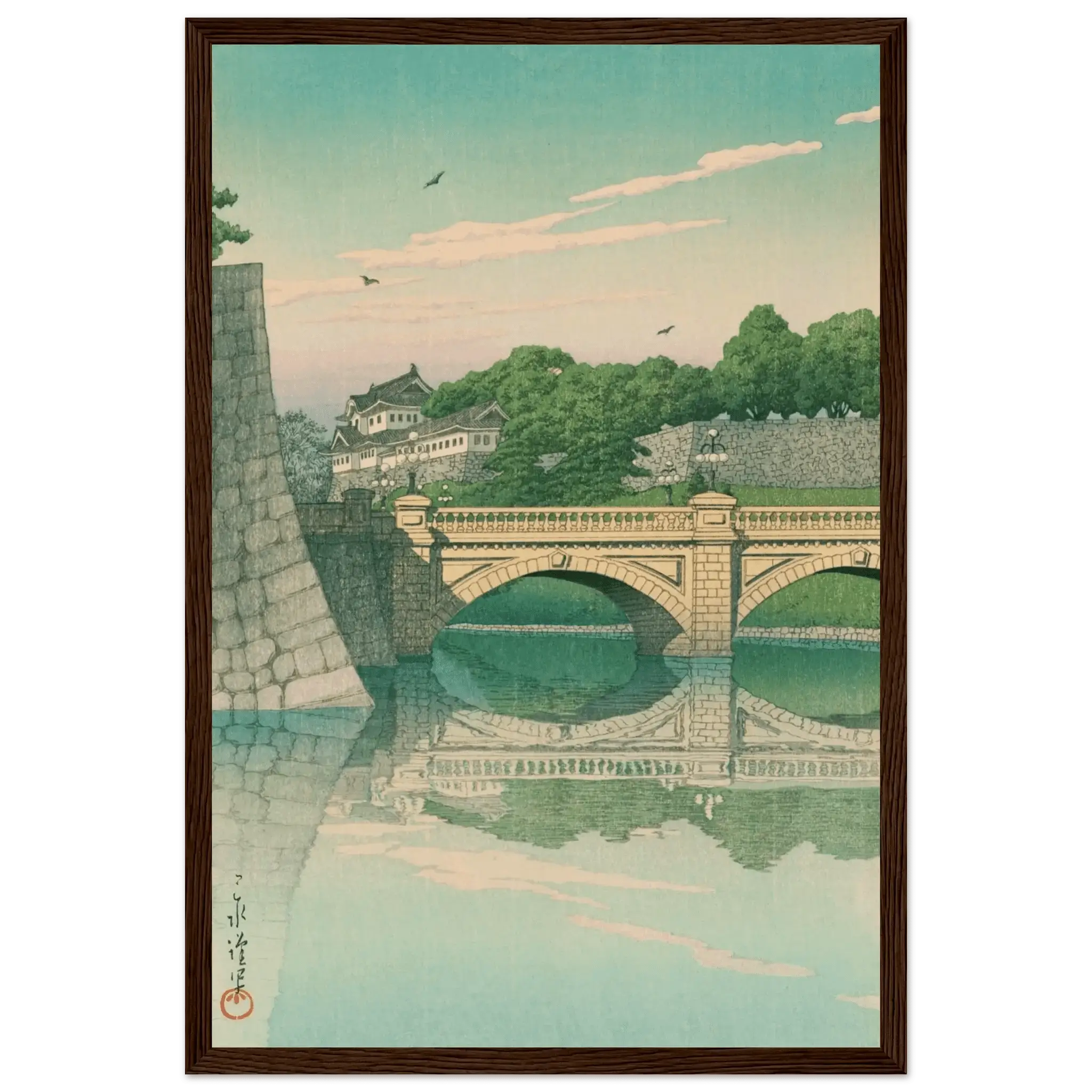 Morgen an der Nijūbashi - Brücke - Gerahmte Eleganz - HINORI