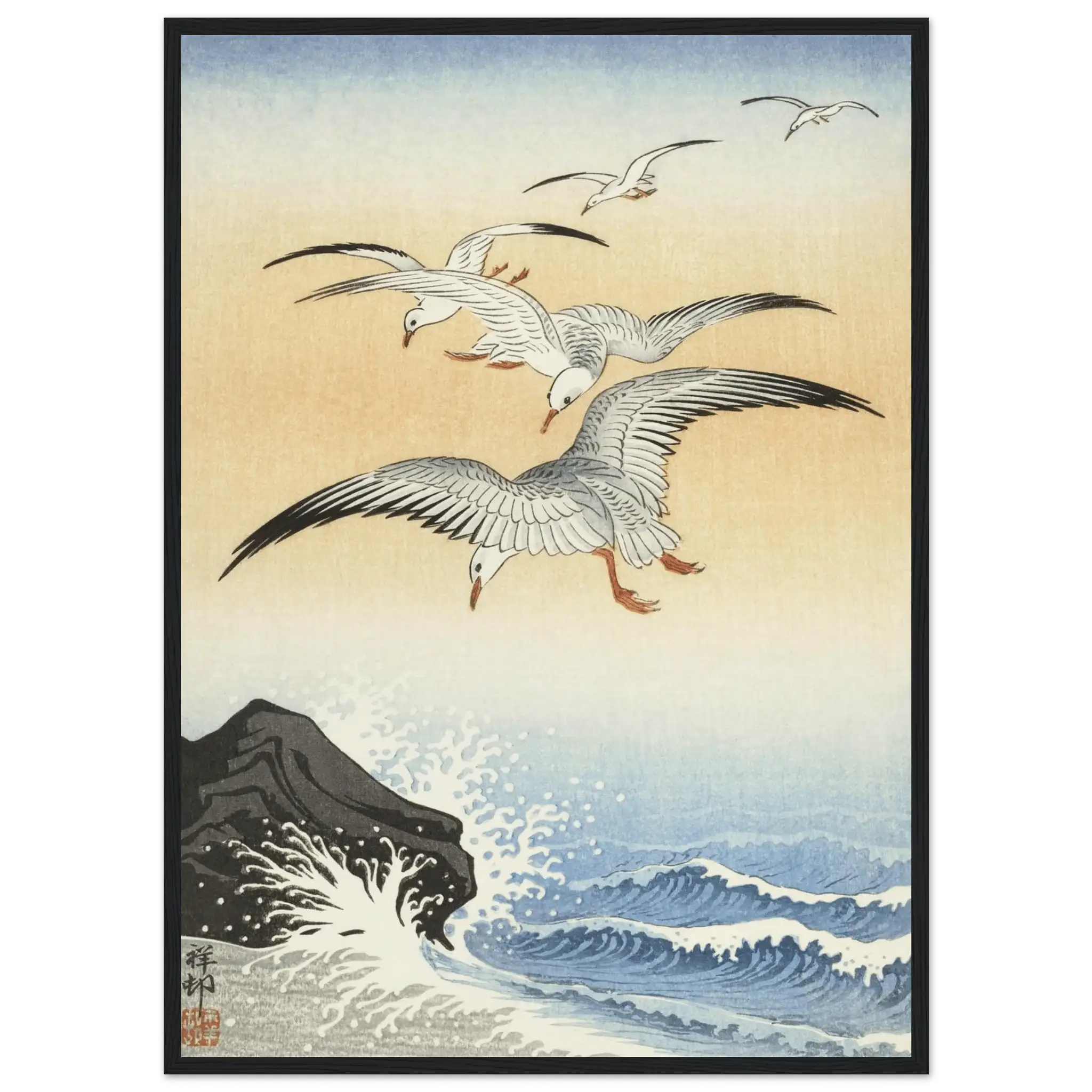 Möwen über stürmischem Meer - Gerahmte Eleganz - HINORI