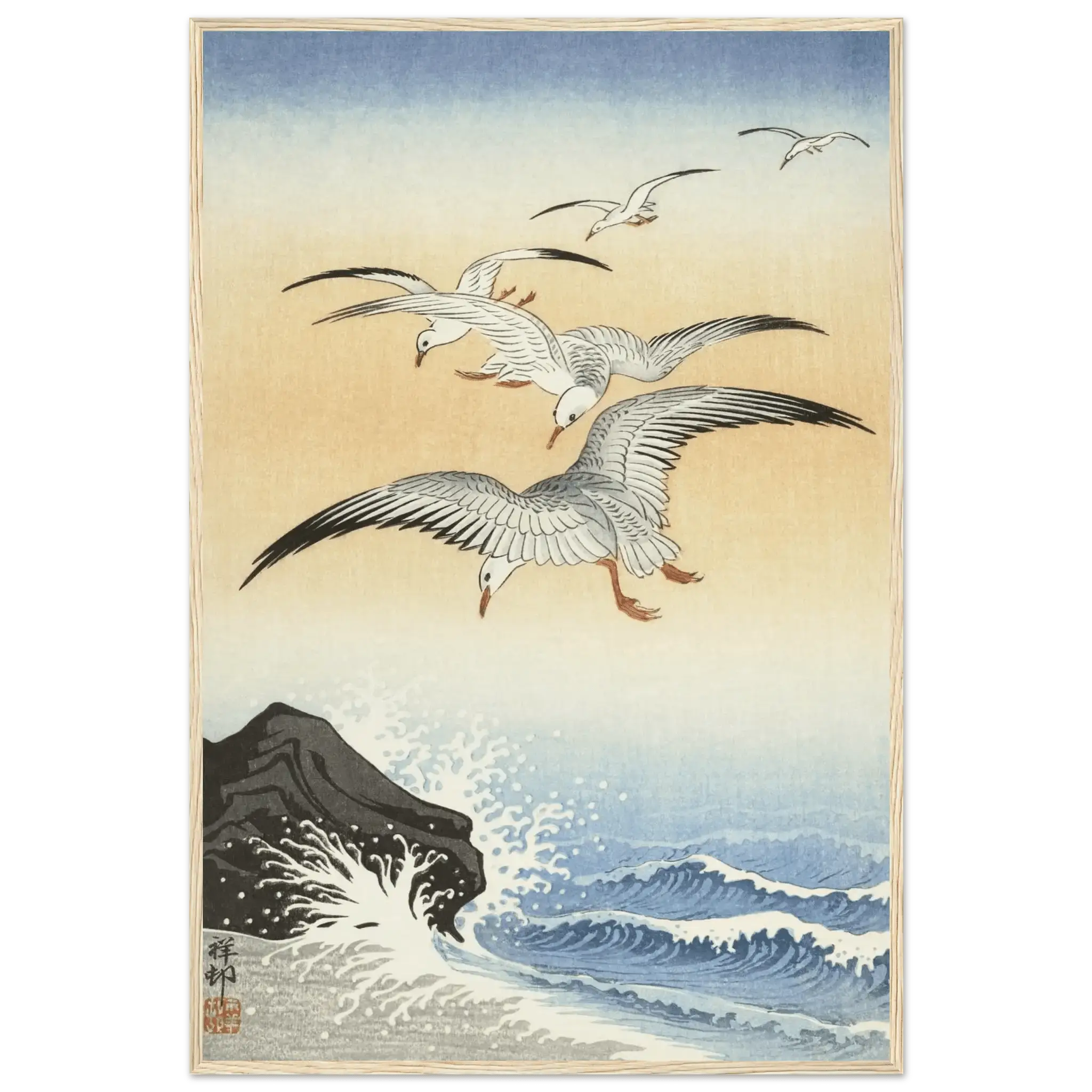 Möwen über stürmischem Meer - Gerahmte Eleganz - HINORI
