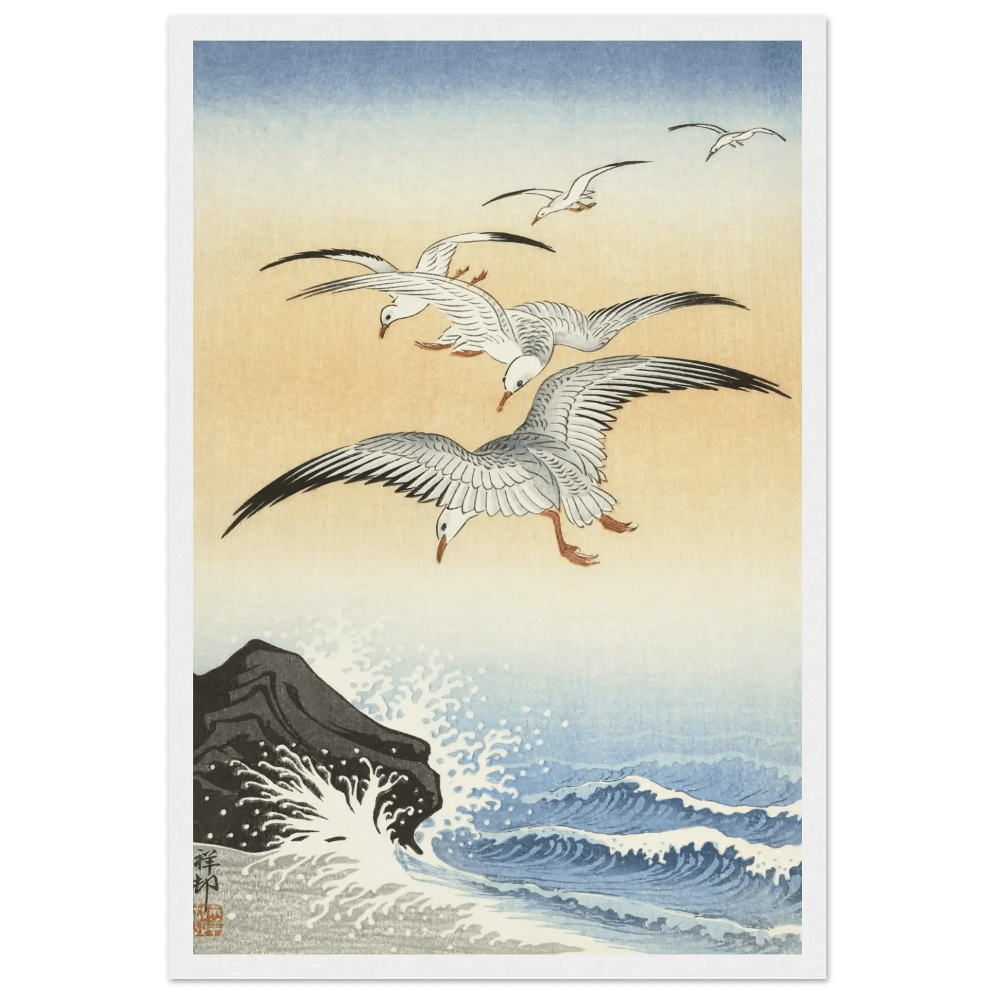 Möwen über stürmischem Meer - Gerahmte Eleganz - HINORI