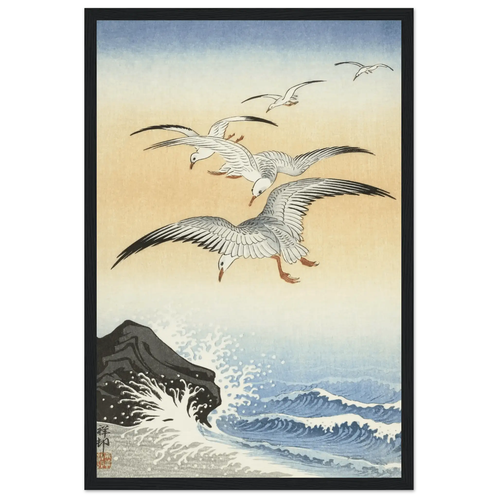 Möwen über stürmischem Meer - Gerahmte Eleganz - HINORI