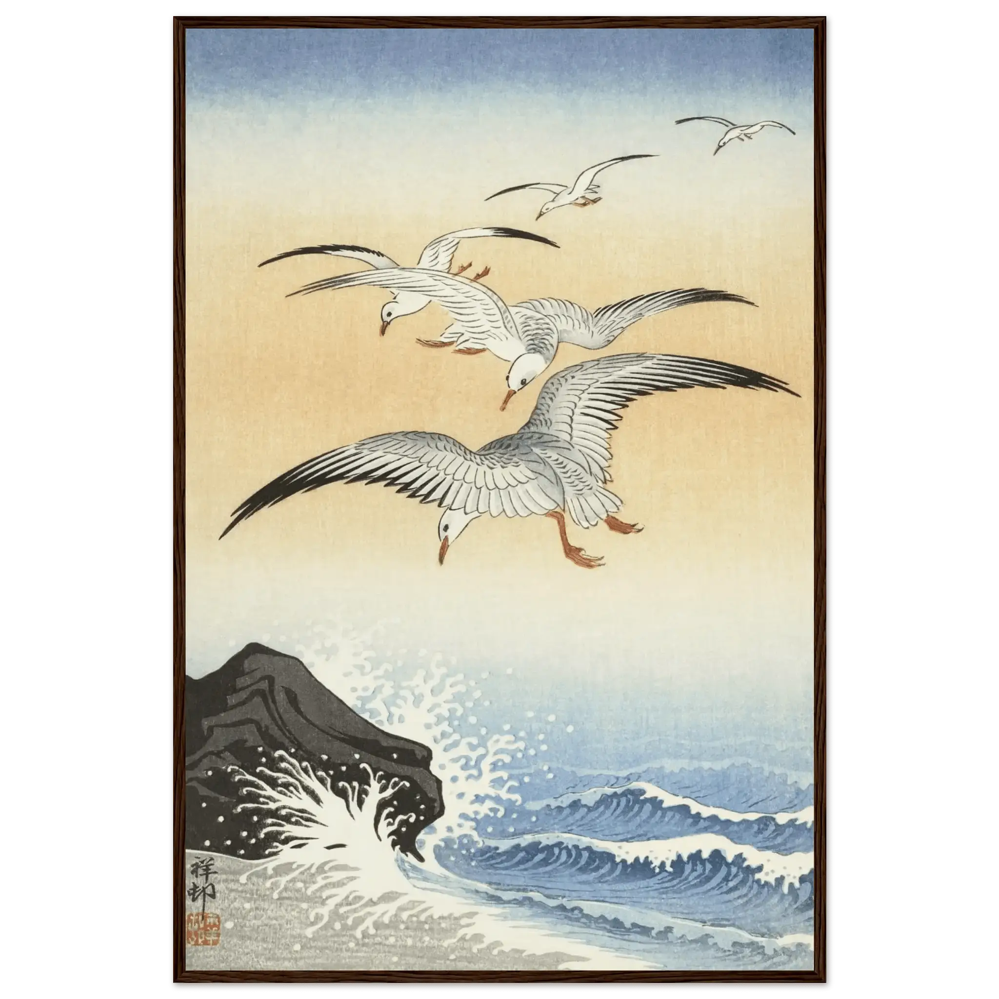 Möwen über stürmischem Meer - Gerahmte Eleganz - HINORI