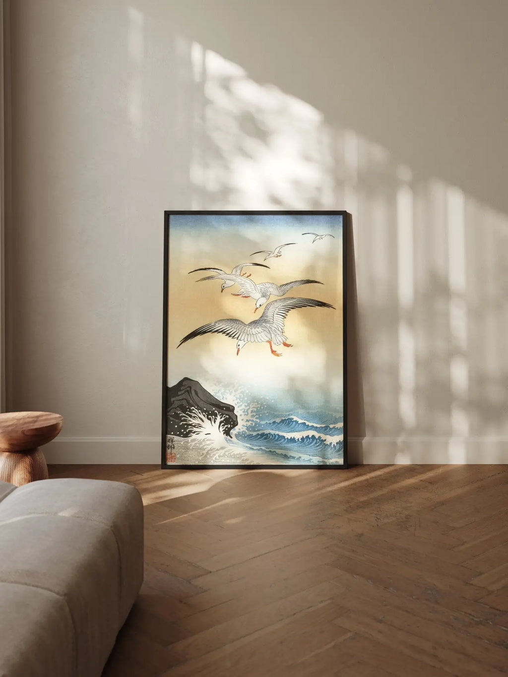Möwen über stürmischem Meer - Gerahmte Eleganz - HINORI