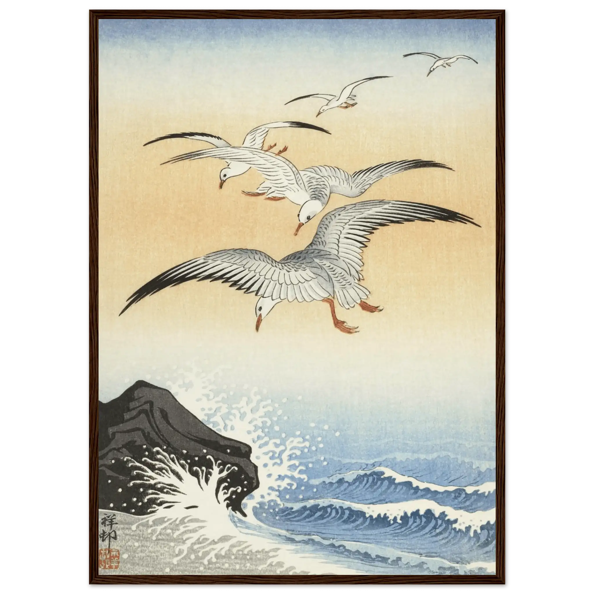 Möwen über stürmischem Meer - Gerahmte Eleganz - HINORI