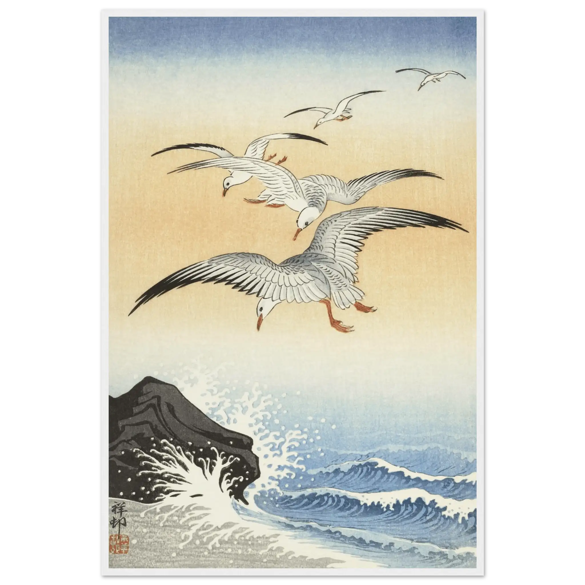 Möwen über stürmischem Meer - Gerahmte Eleganz - HINORI