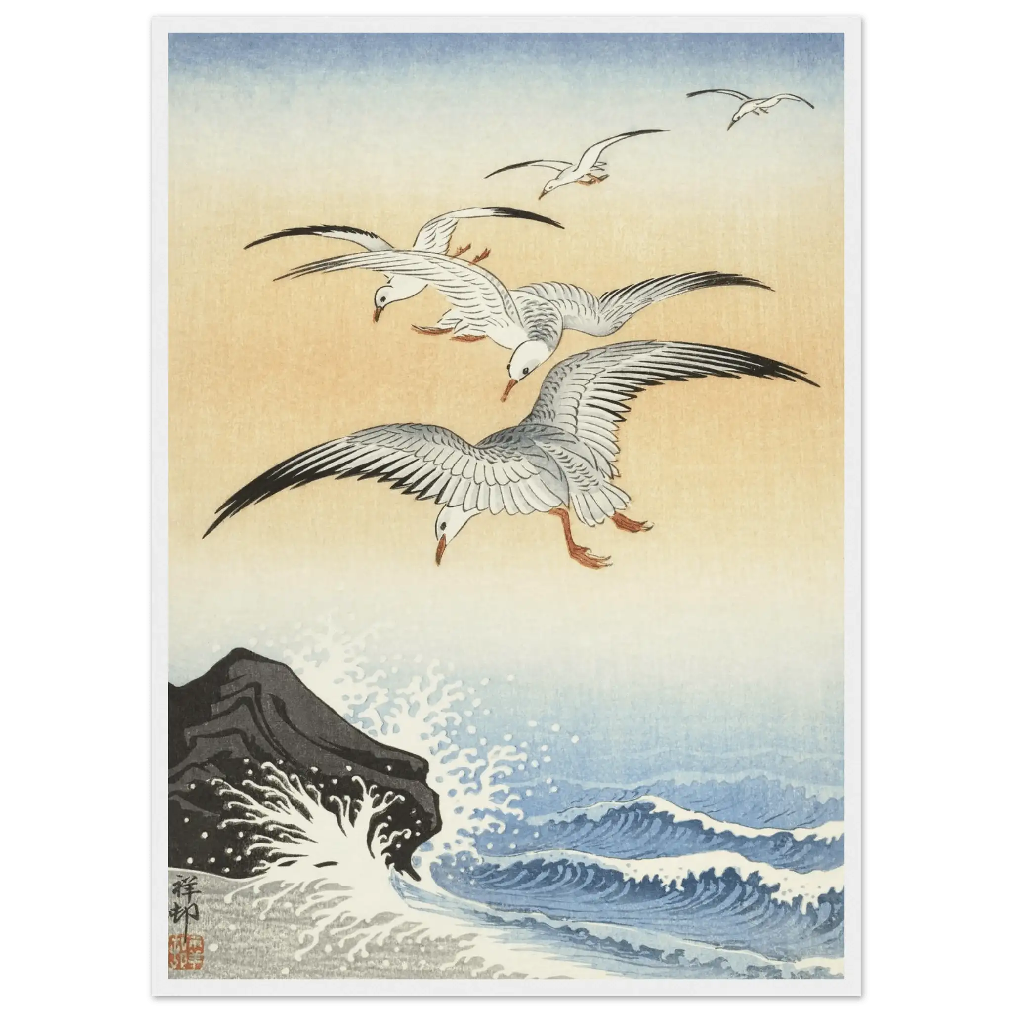 Möwen über stürmischem Meer - Gerahmte Eleganz - HINORI
