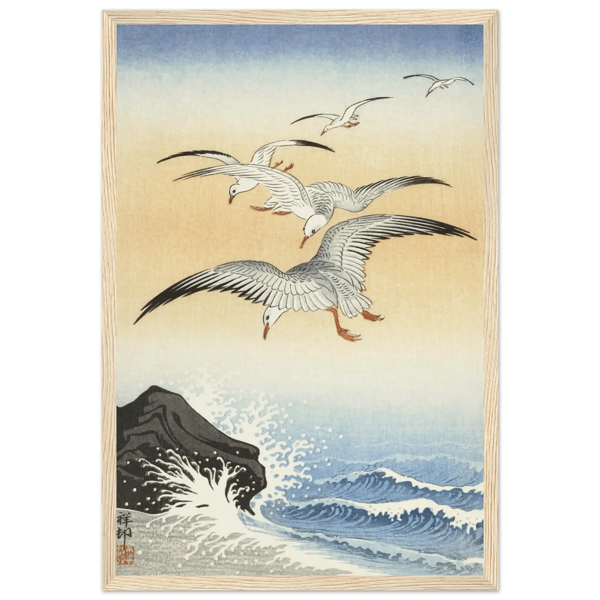 Möwen über stürmischem Meer - Gerahmte Eleganz - HINORI