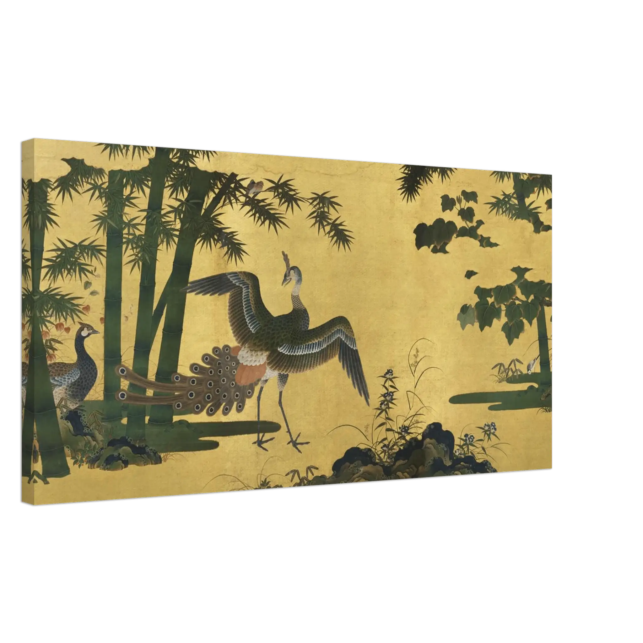 Pfauen im Bambuswald - Leinwand Edition - HINORI
