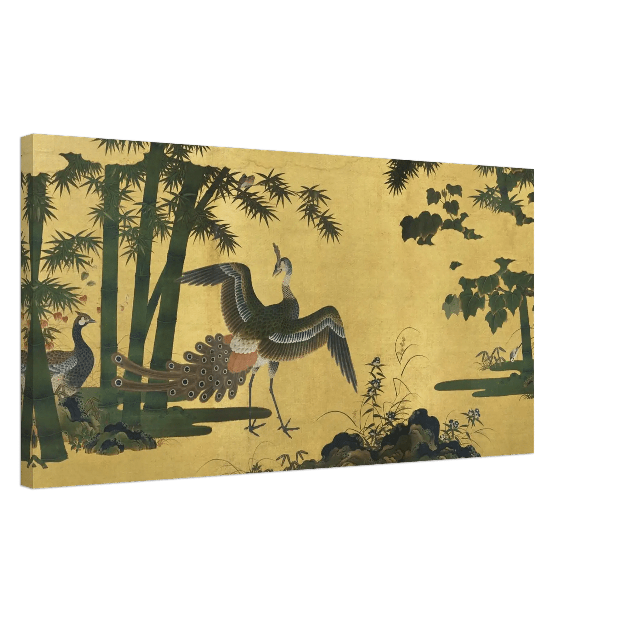 Pfauen im Bambuswald - Leinwand Edition - HINORI