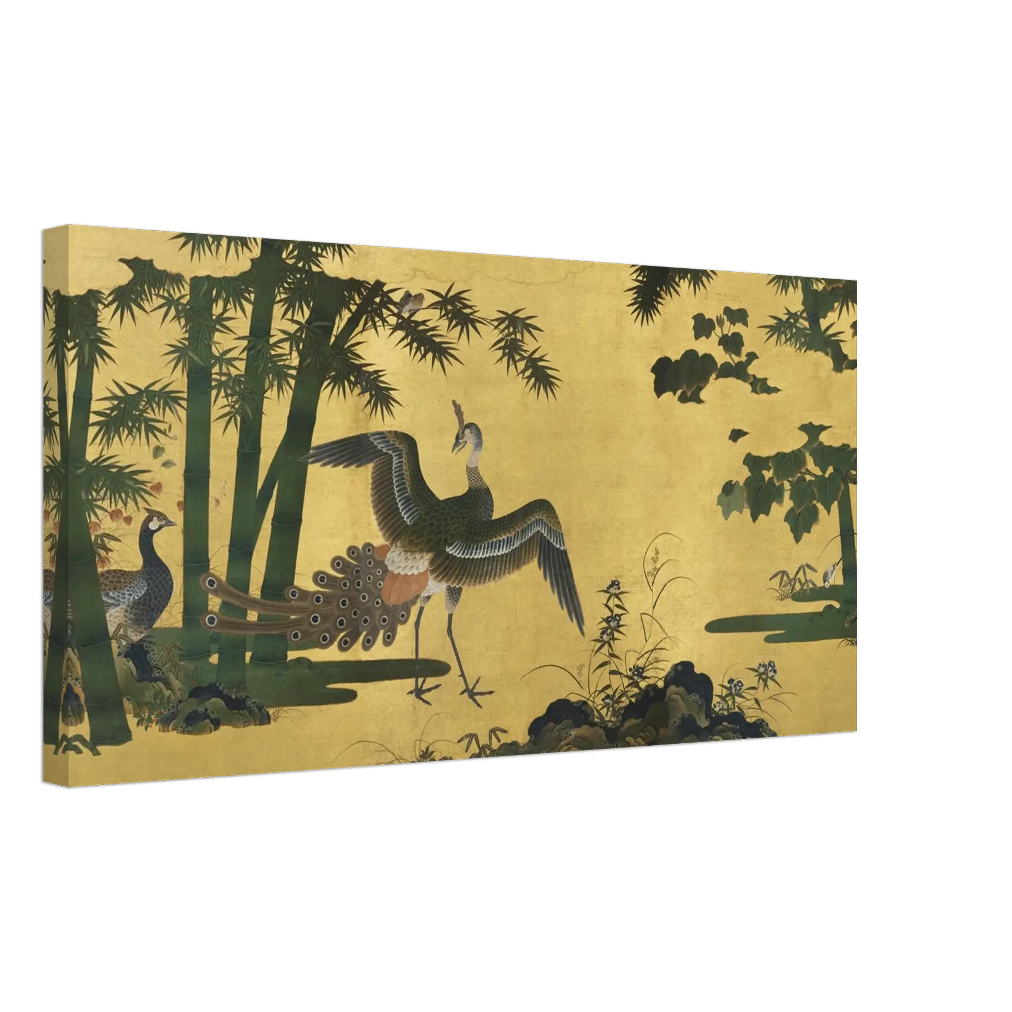 Pfauen im Bambuswald - Leinwand Edition - HINORI