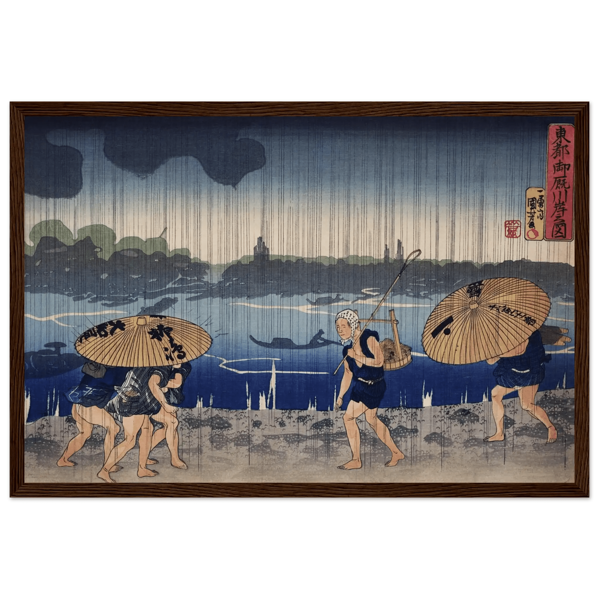 Regen am Sumida - Fluss - Gerahmte Eleganz - HINORI
