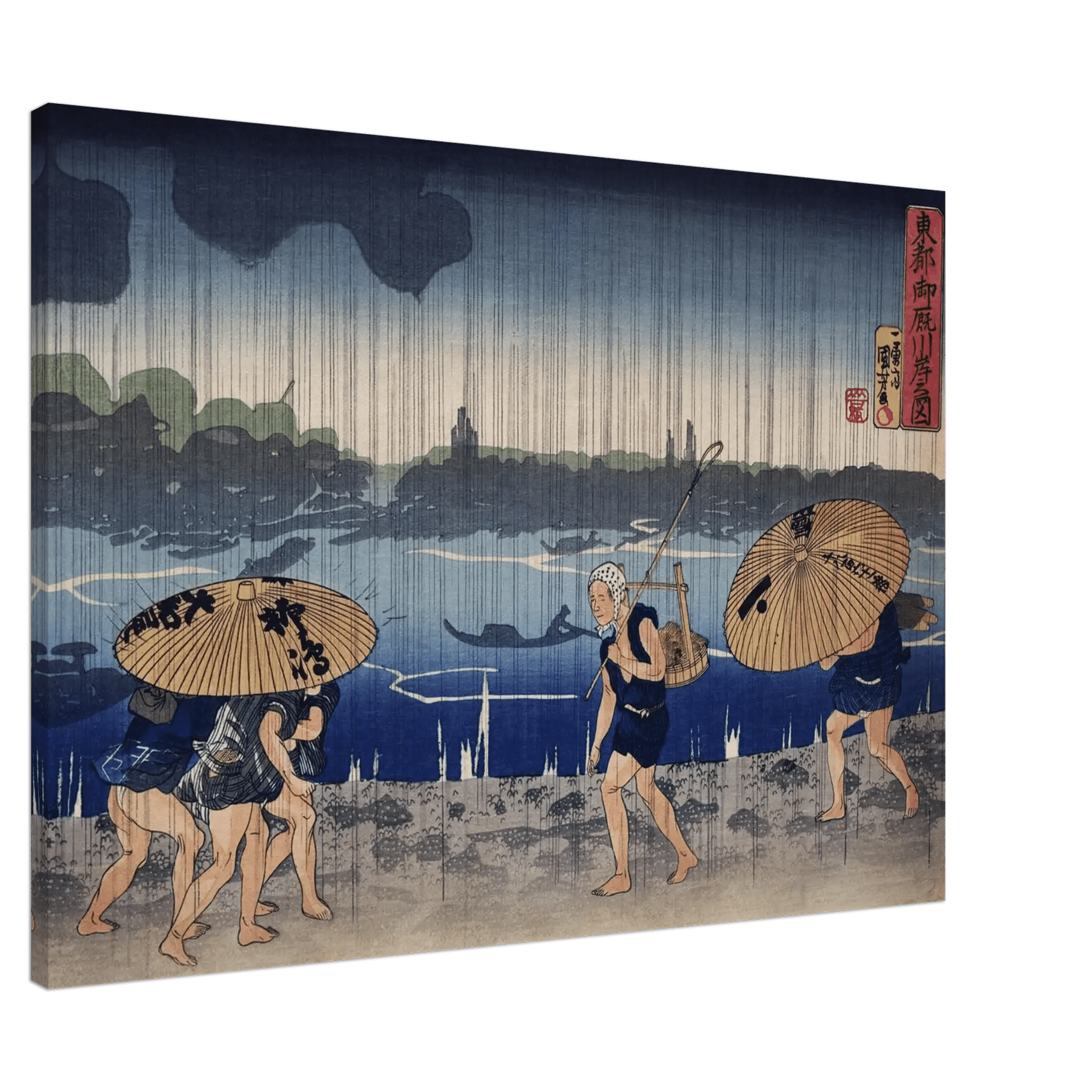 Regen am Sumida - Fluss - Leinwand Edition - HINORI