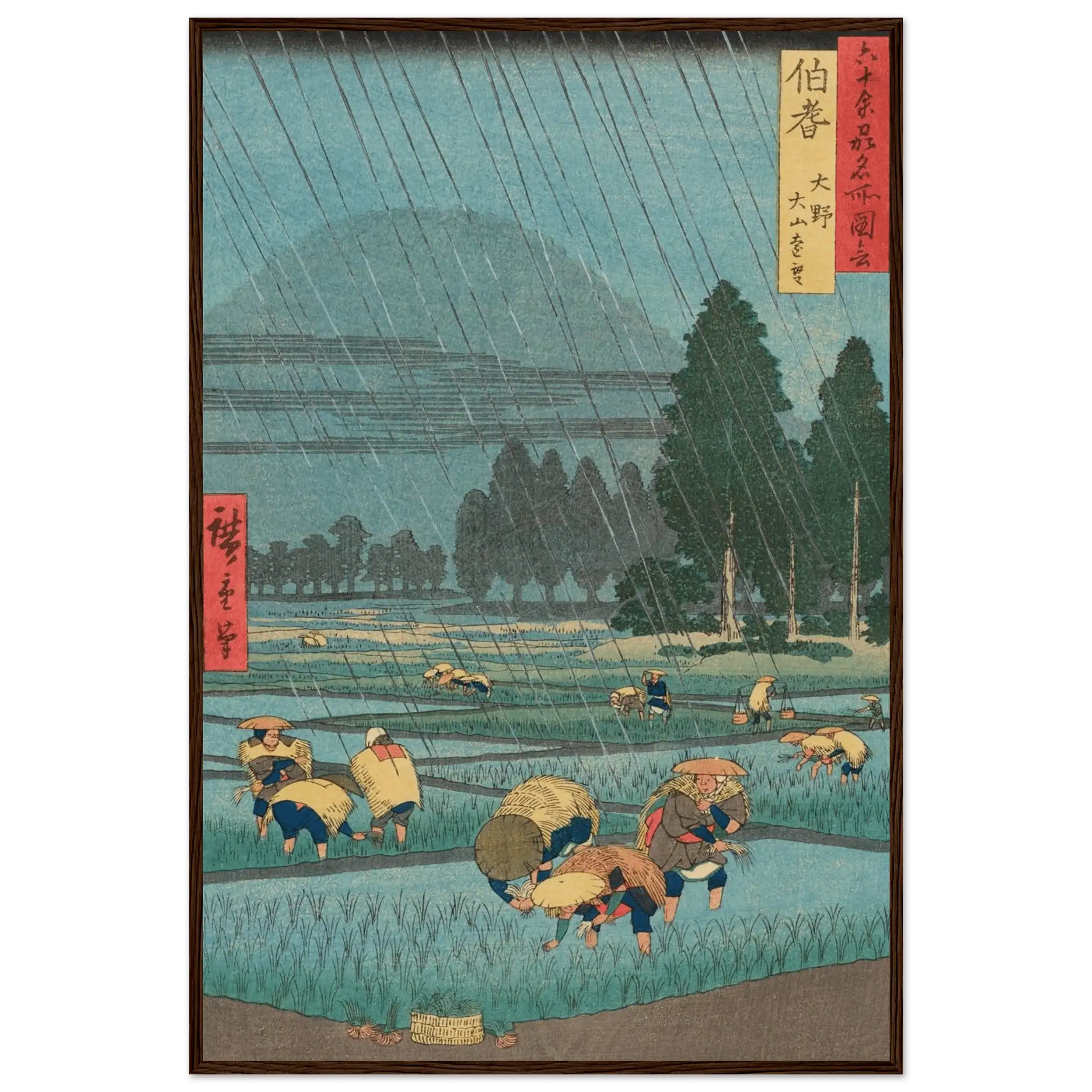 Regen über den Reisfeldern - Gerahmte Eleganz - HINORI