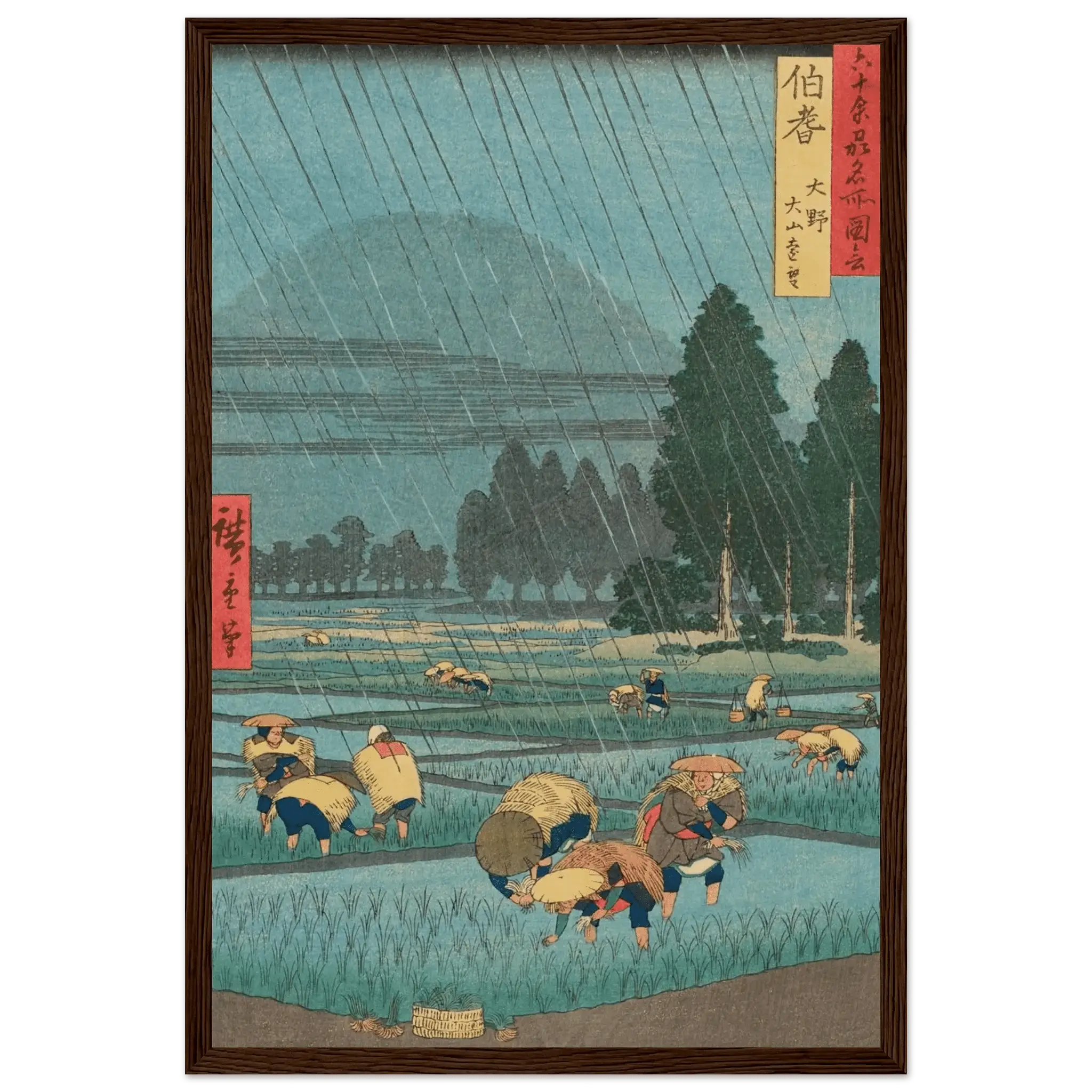 Regen über den Reisfeldern - Gerahmte Eleganz - HINORI