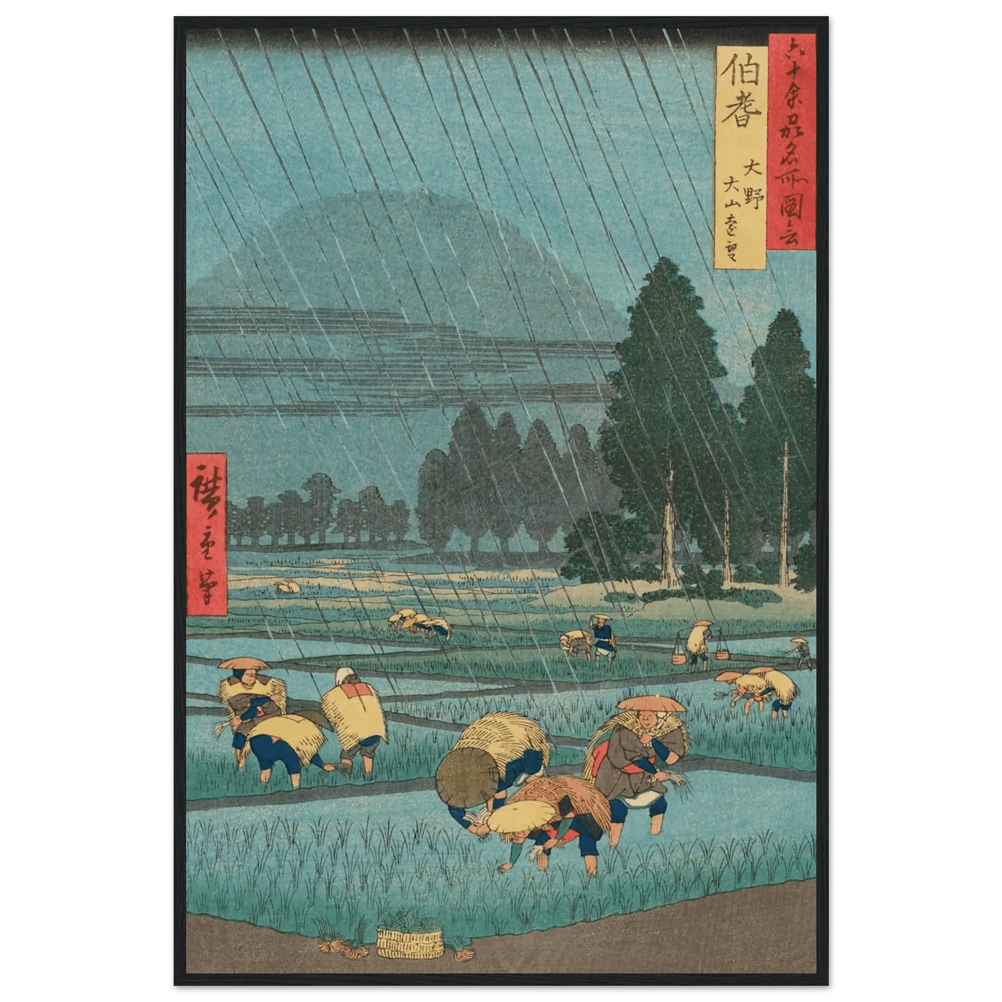 Regen über den Reisfeldern - Gerahmte Eleganz - HINORI