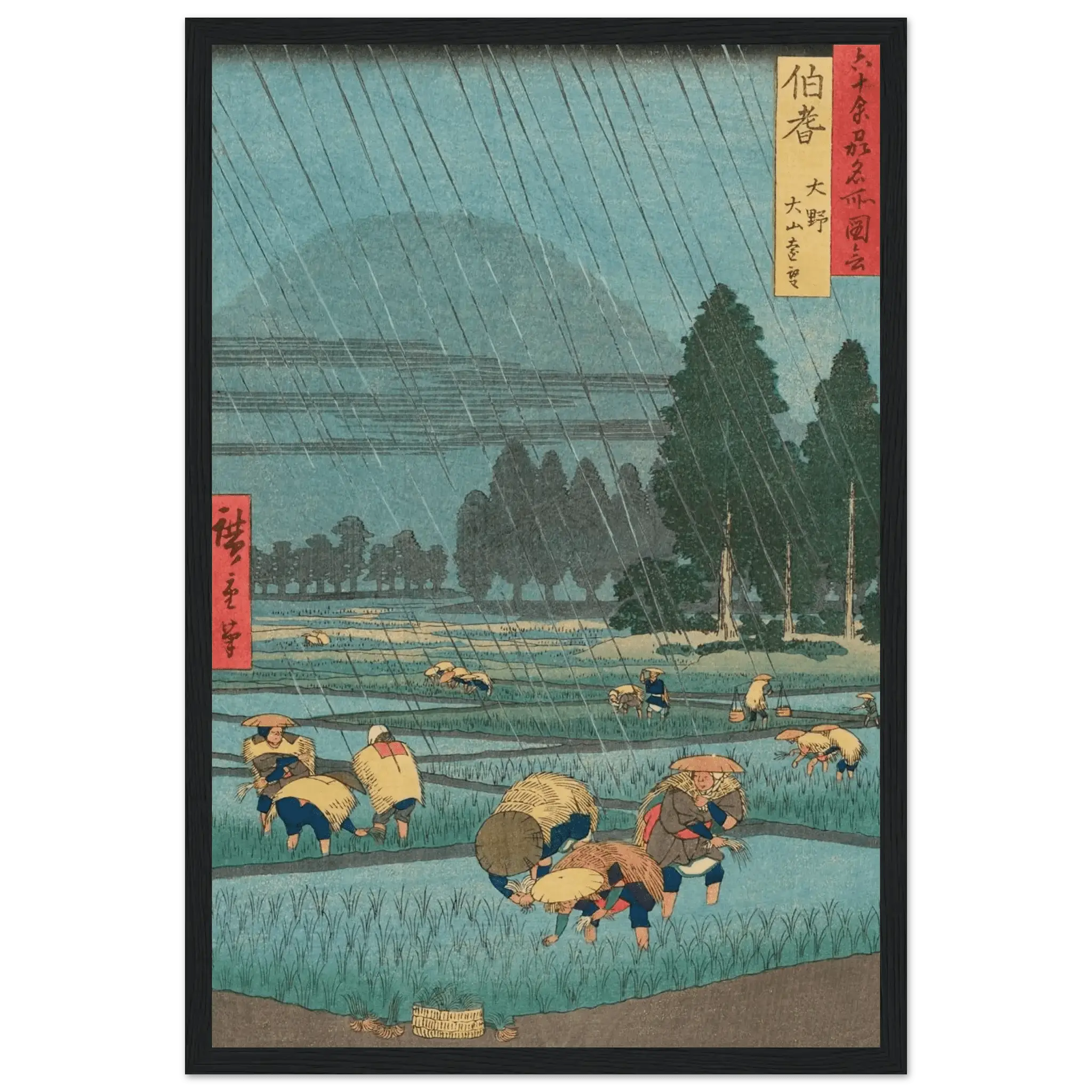 Regen über den Reisfeldern - Gerahmte Eleganz - HINORI