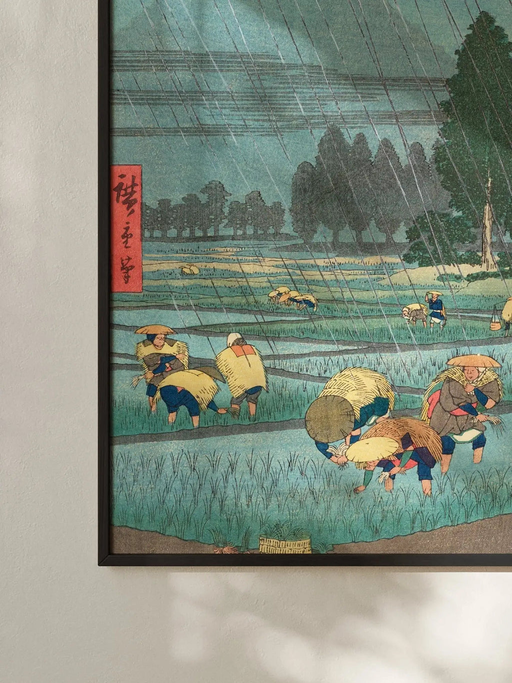 Regen über den Reisfeldern - Gerahmte Eleganz - HINORI