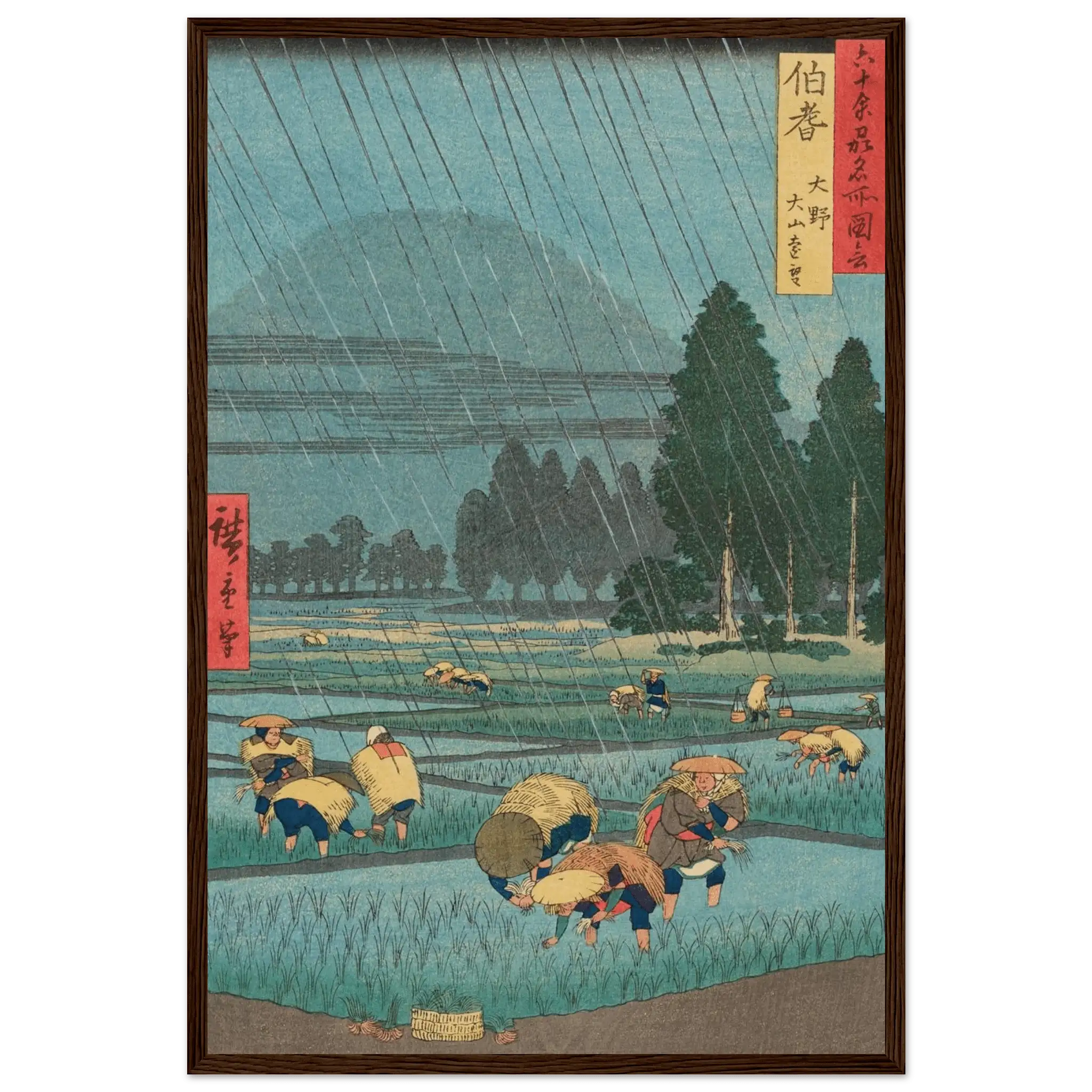 Regen über den Reisfeldern - Gerahmte Eleganz - HINORI