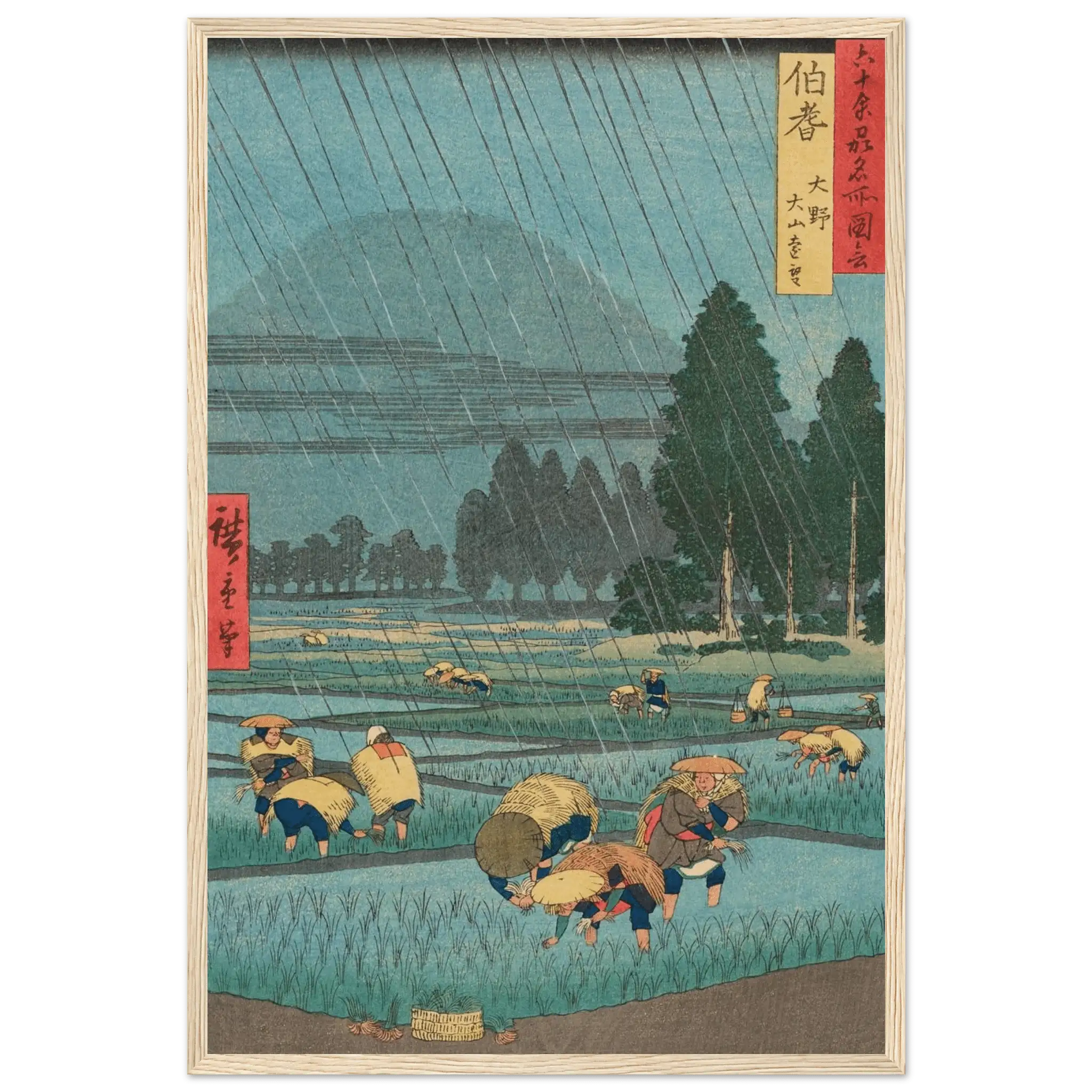 Regen über den Reisfeldern - Gerahmte Eleganz - HINORI