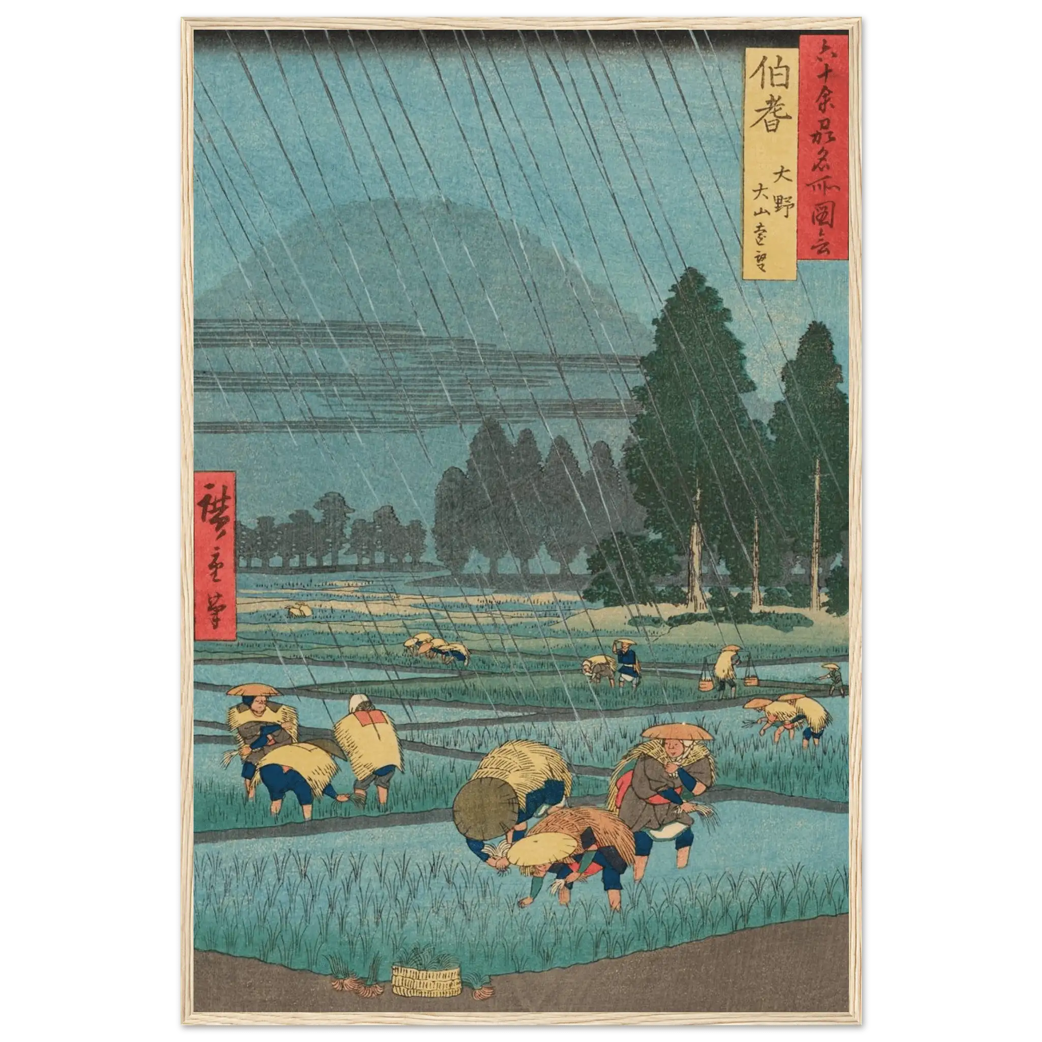 Regen über den Reisfeldern - Gerahmte Eleganz - HINORI