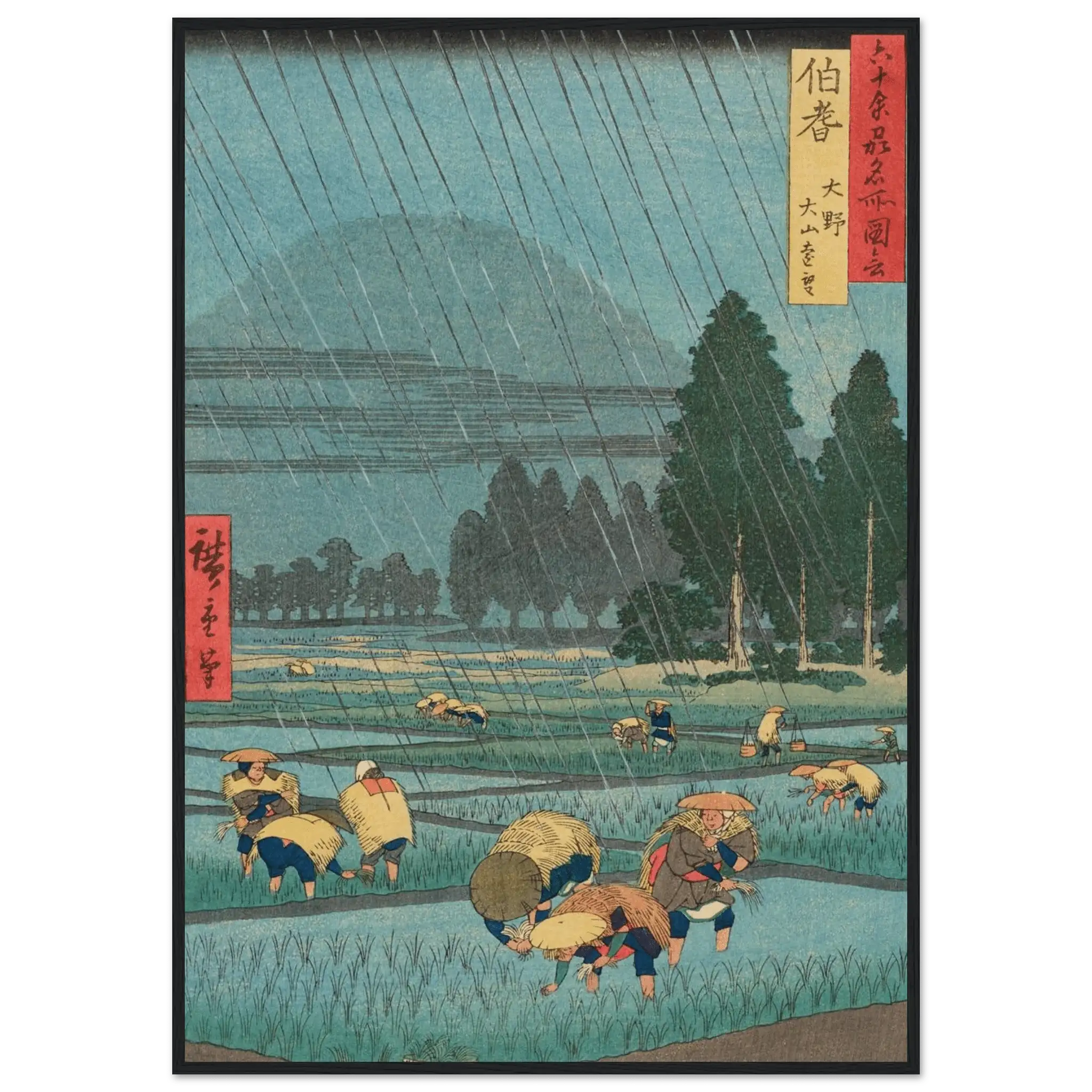 Regen über den Reisfeldern - Gerahmte Eleganz - HINORI
