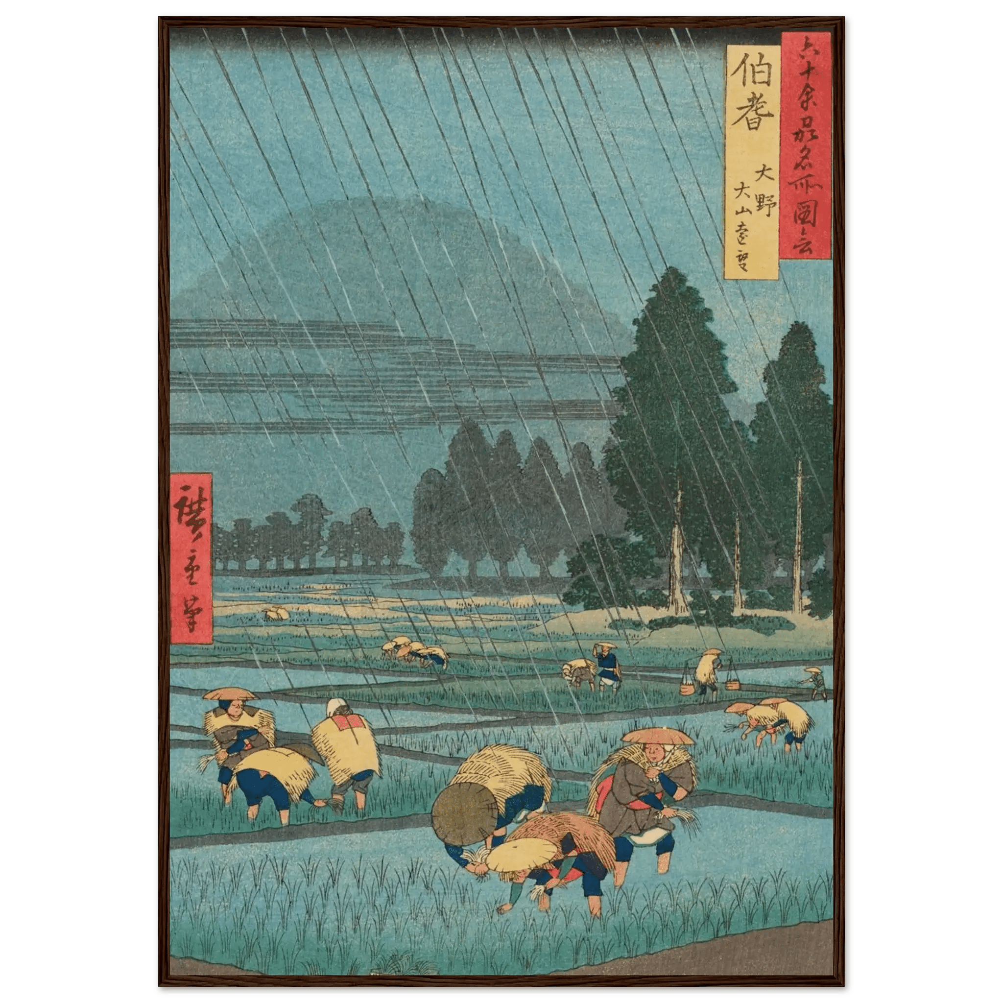 Regen über den Reisfeldern - Gerahmte Eleganz - HINORI