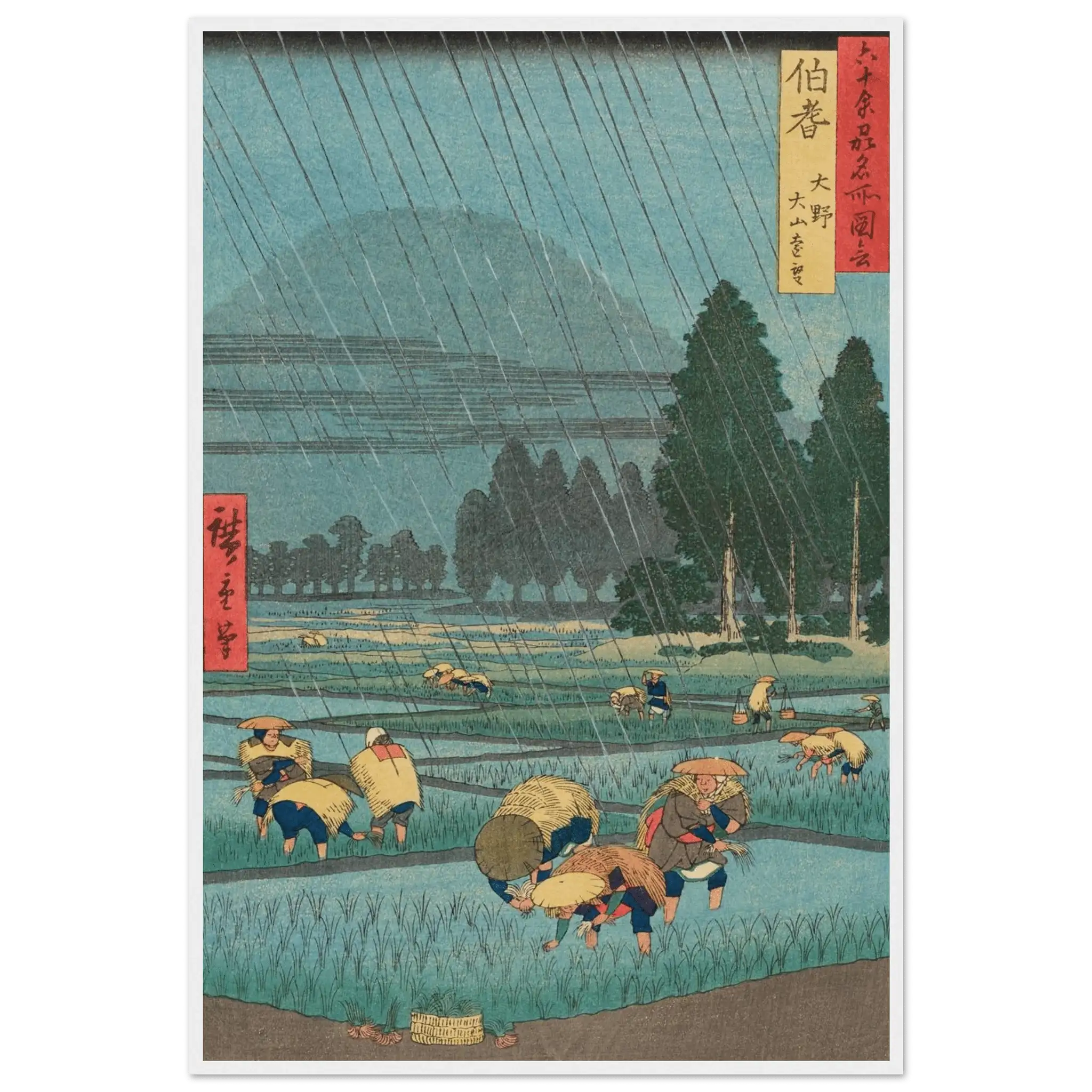 Regen über den Reisfeldern - Gerahmte Eleganz - HINORI